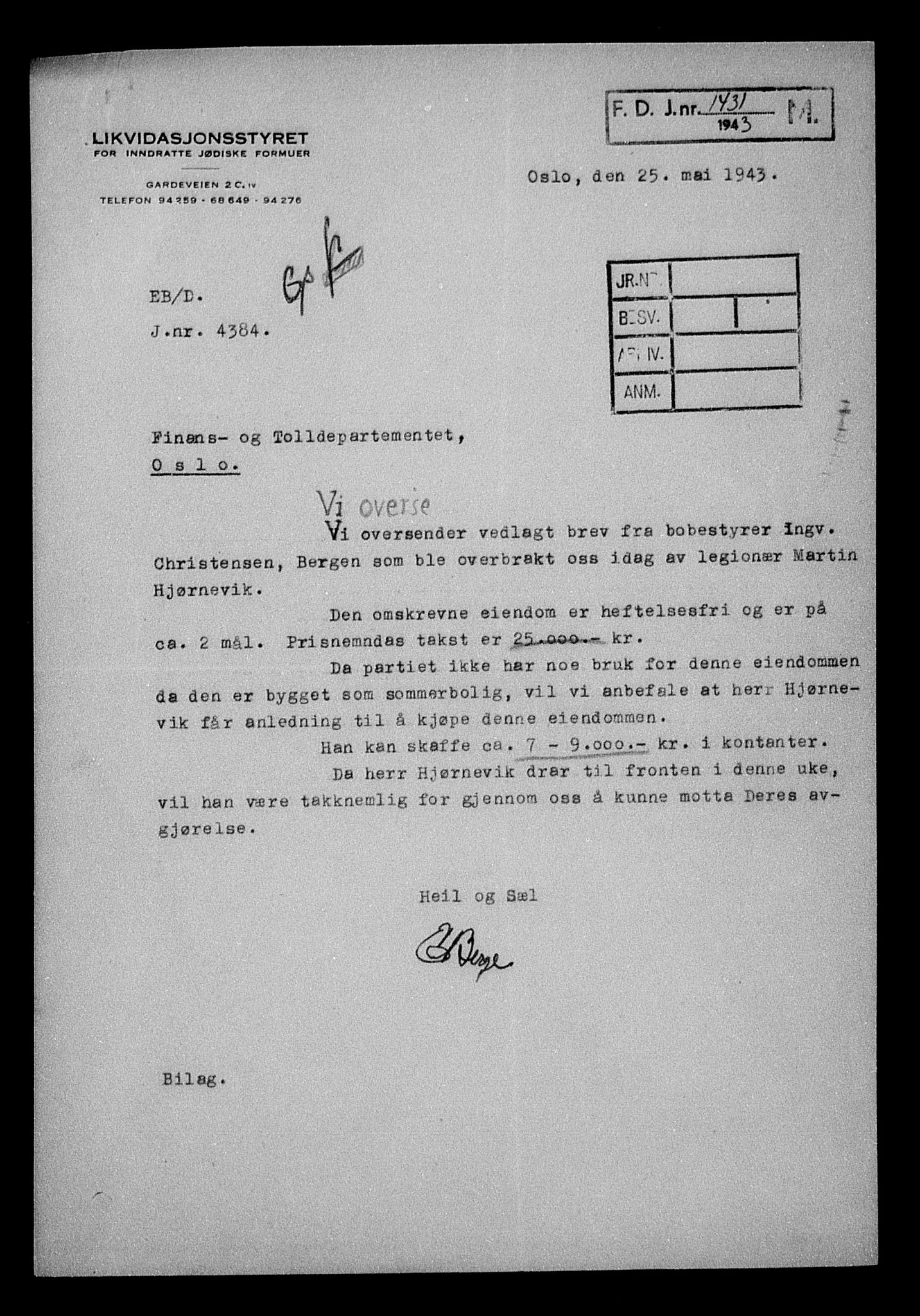 Justisdepartementet, Tilbakeføringskontoret for inndratte formuer, AV/RA-S-1564/H/Hc/Hcd/L0997: --, 1945-1947, p. 26