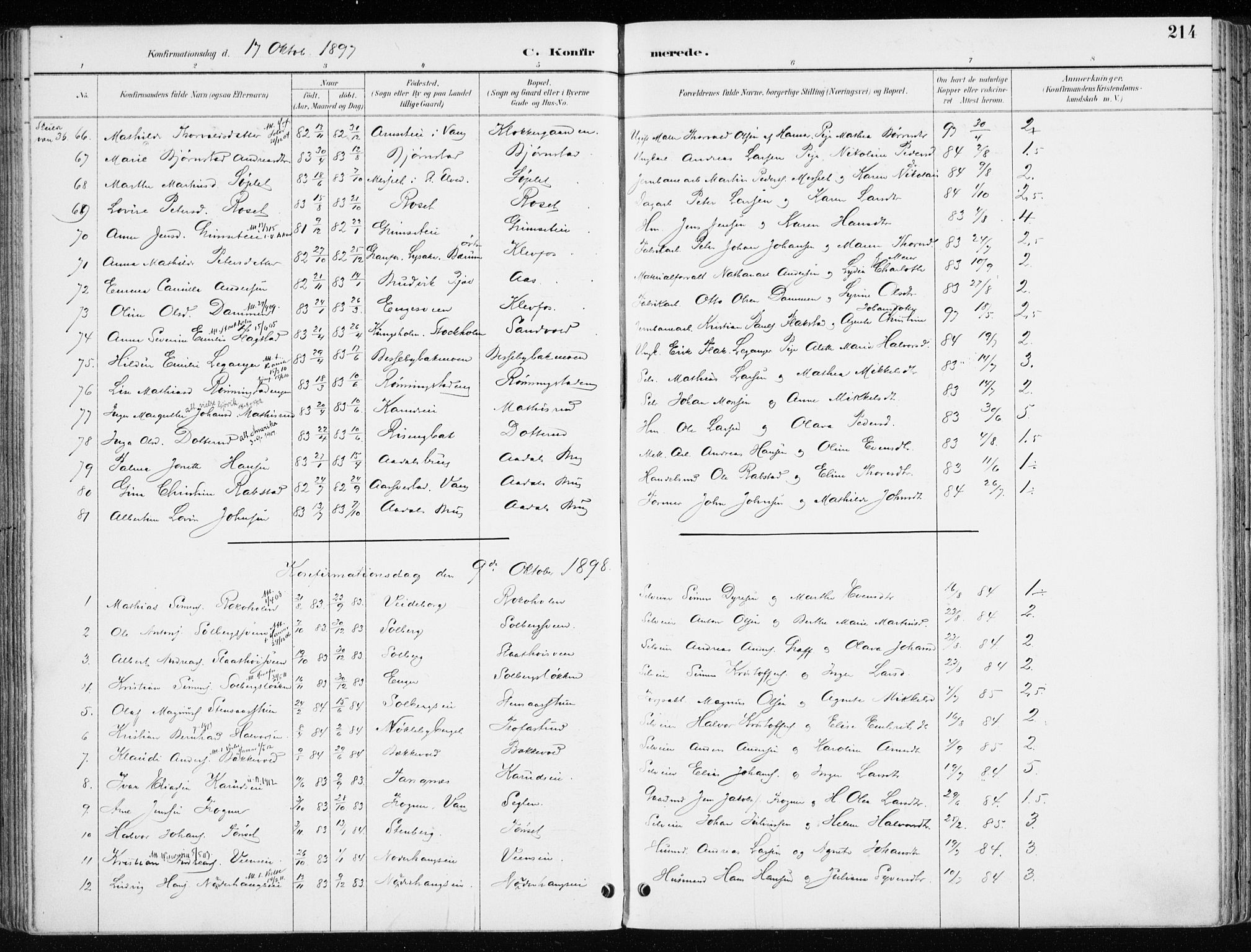 Løten prestekontor, SAH/PREST-022/K/Ka/L0010: Parish register (official) no. 10, 1892-1907, p. 214