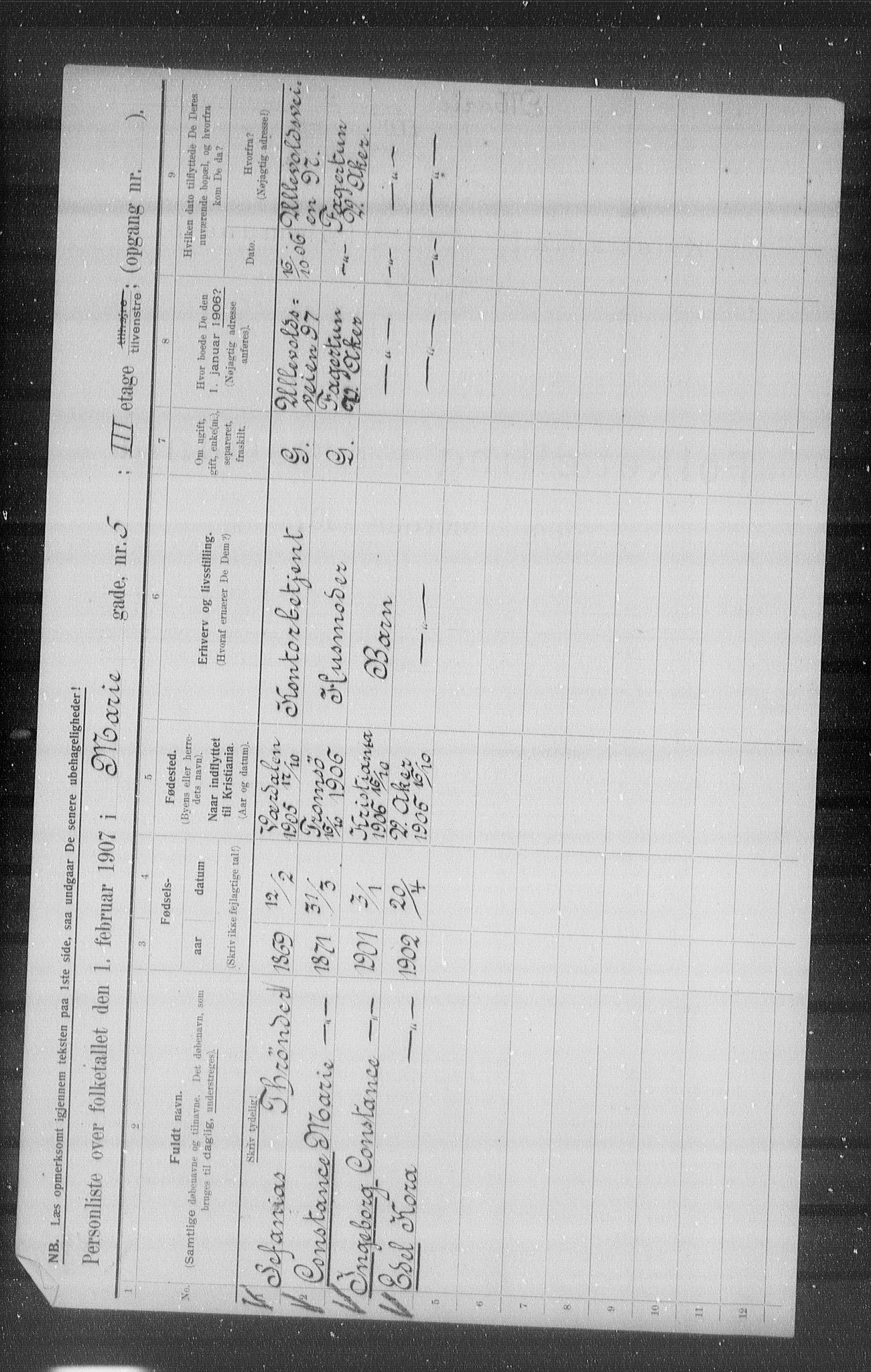 OBA, Municipal Census 1907 for Kristiania, 1907, p. 32082