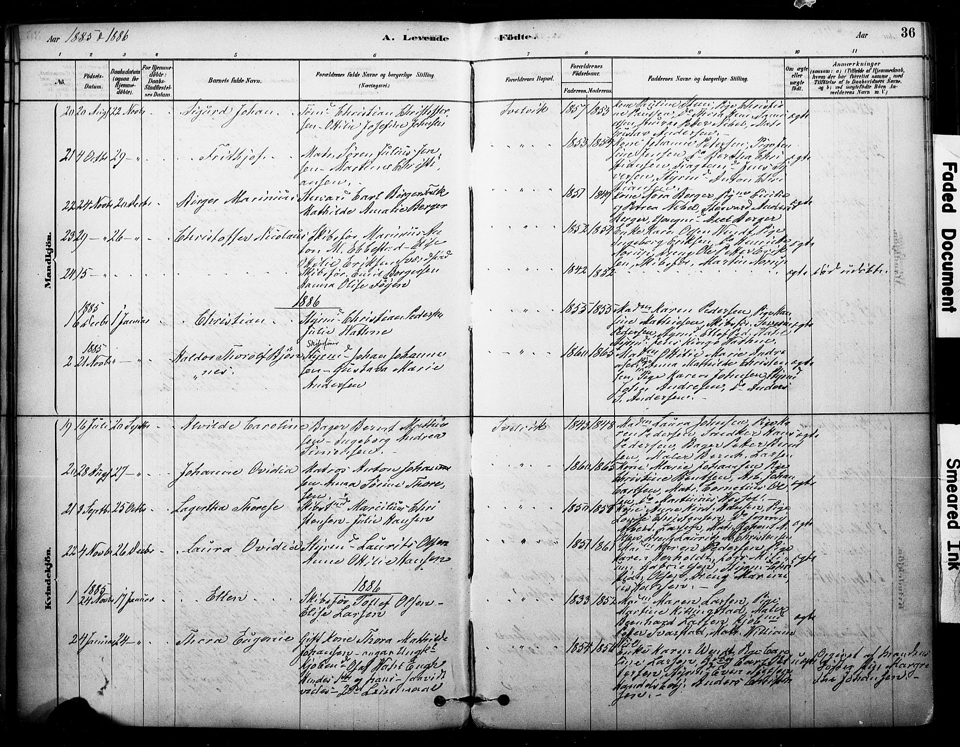 Strømm kirkebøker, AV/SAKO-A-322/F/Fb/L0001: Parish register (official) no. II 1, 1878-1899, p. 36