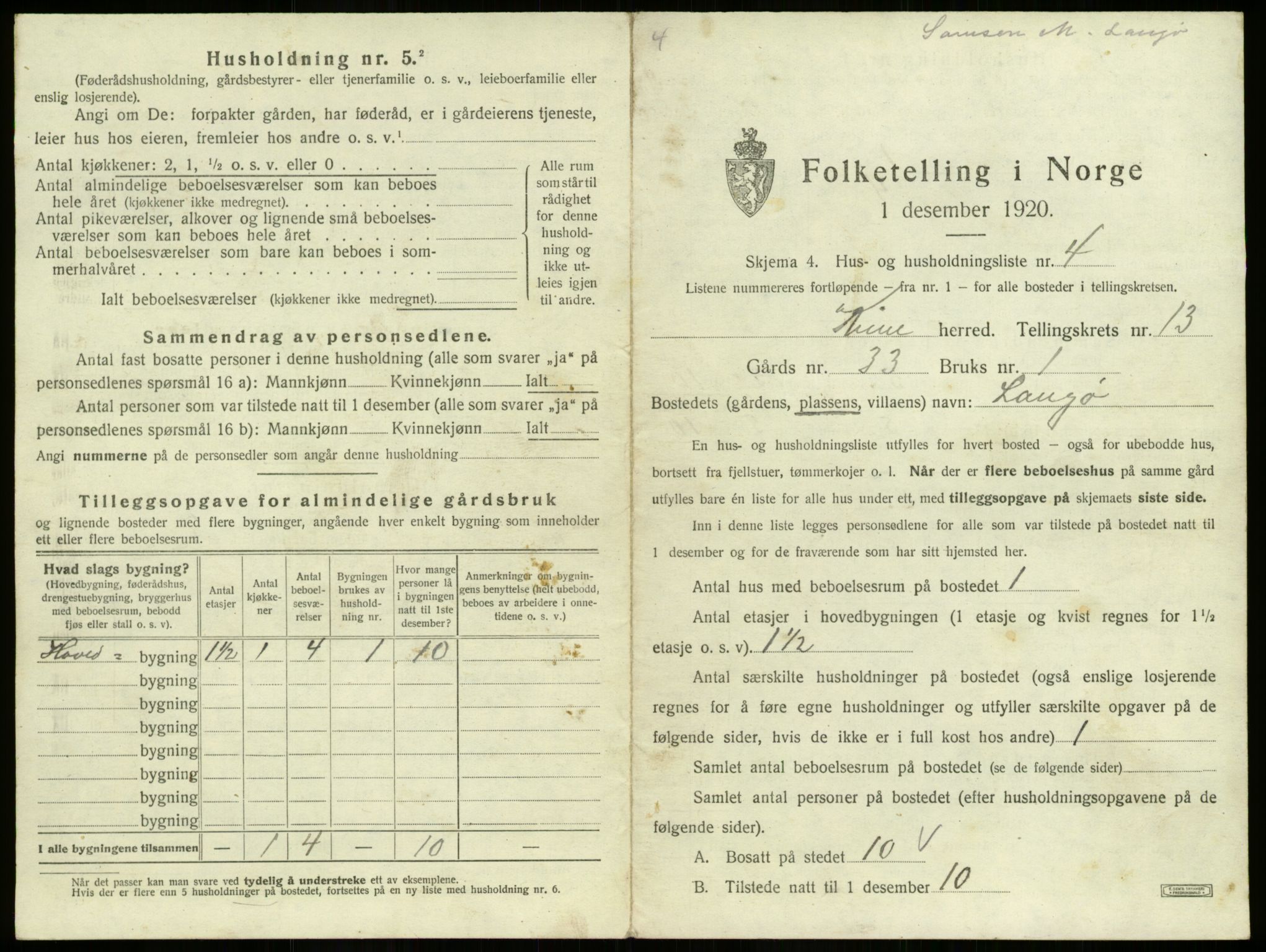 SAB, 1920 census for Kinn, 1920, p. 556