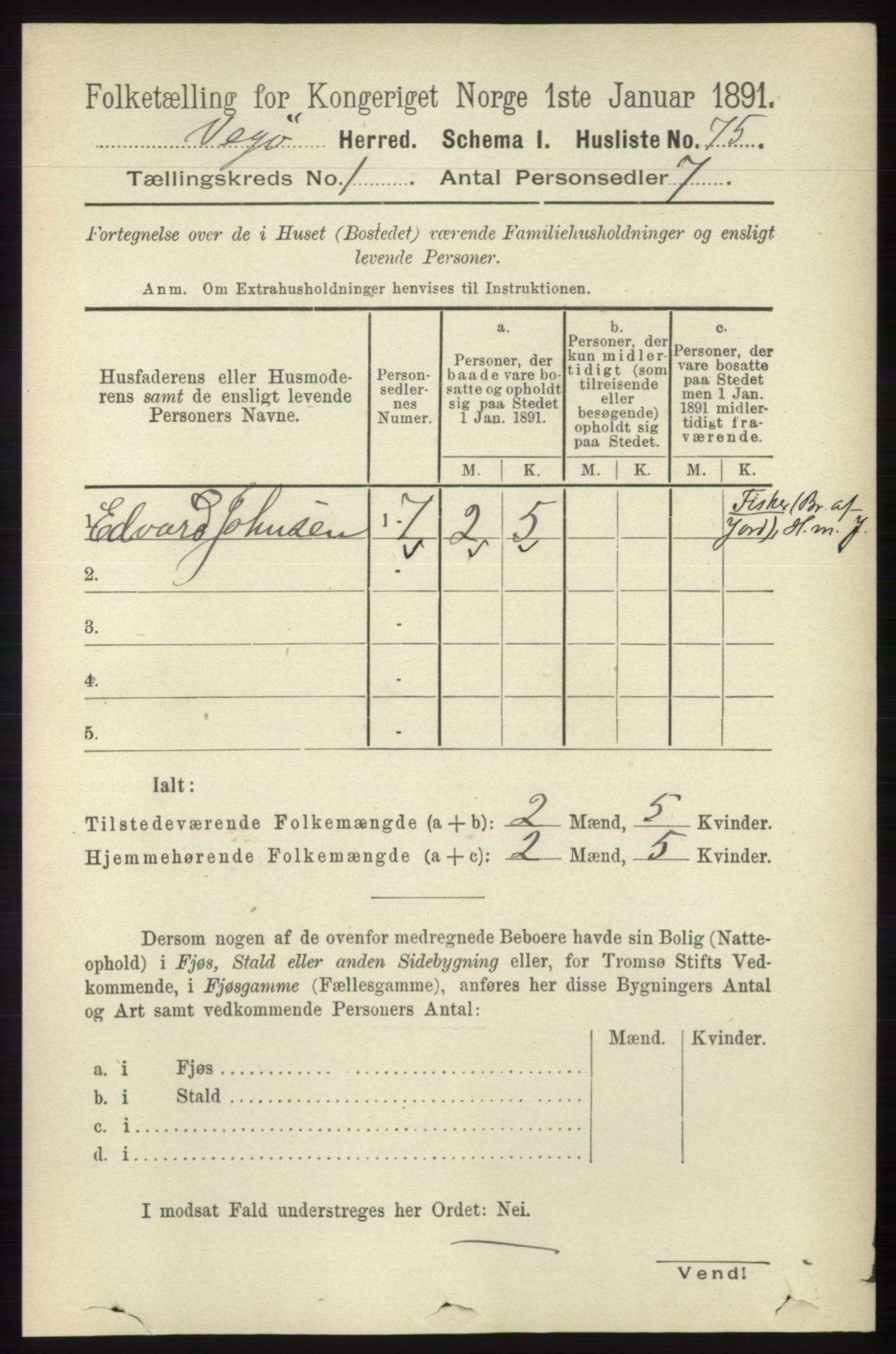 RA, 1891 census for 1815 Vega, 1891, p. 93