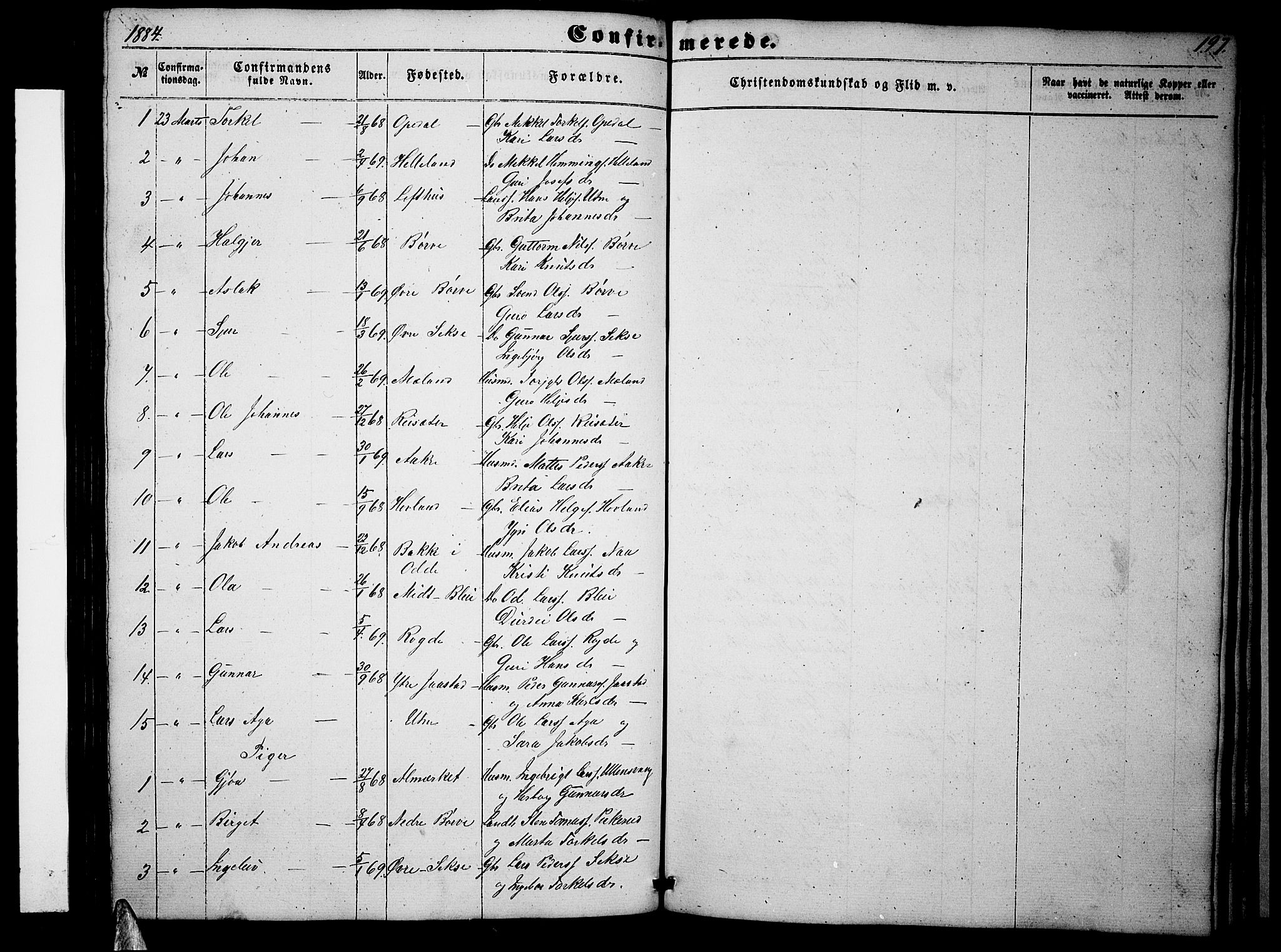 Ullensvang sokneprestembete, AV/SAB-A-78701/H/Hab: Parish register (copy) no. B 10, 1858-1886, p. 197