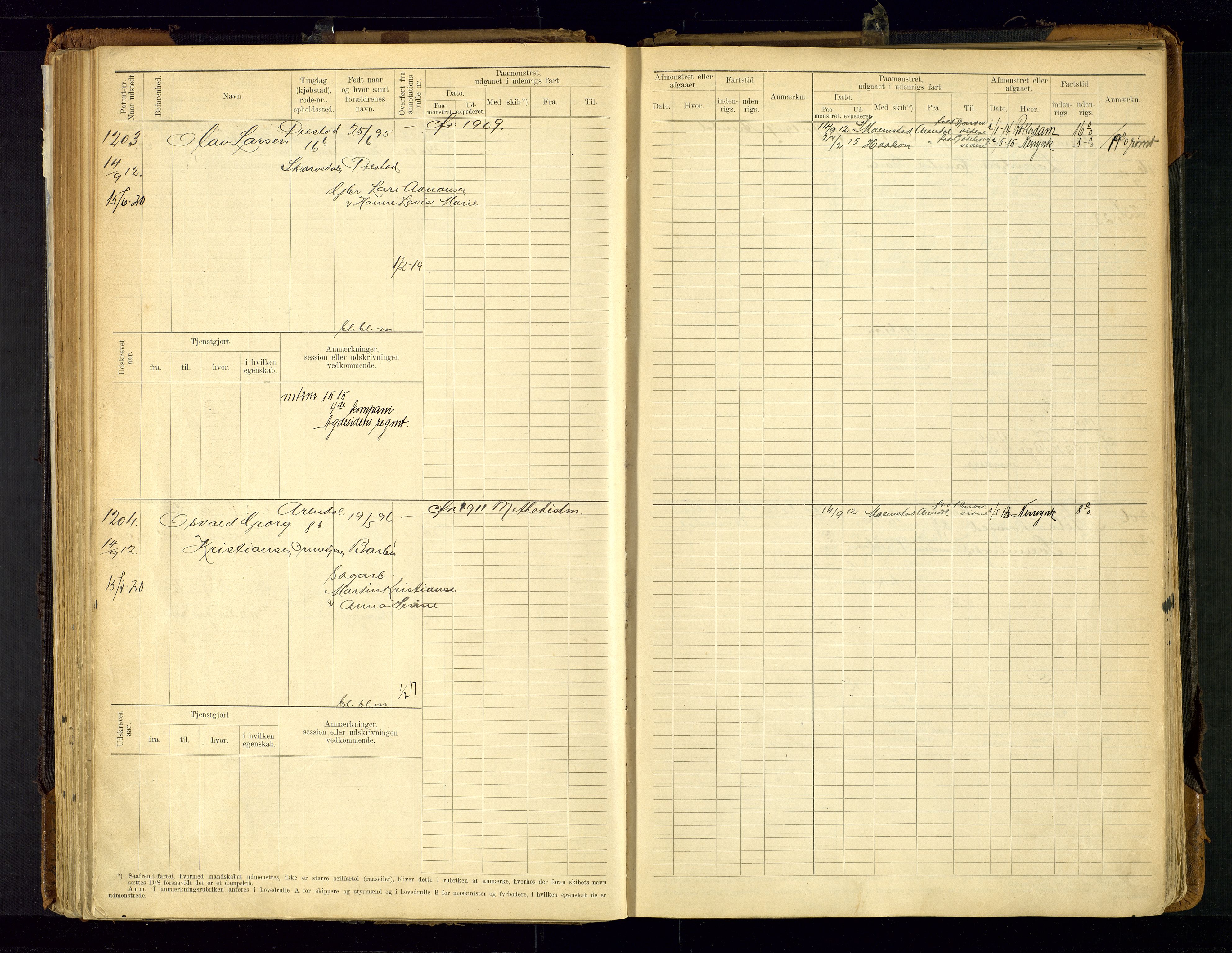 Arendal mønstringskrets, AV/SAK-2031-0012/F/Fb/L0021: Hovedrulle A nr 969-1465, S-19, 1910-1914, p. 122