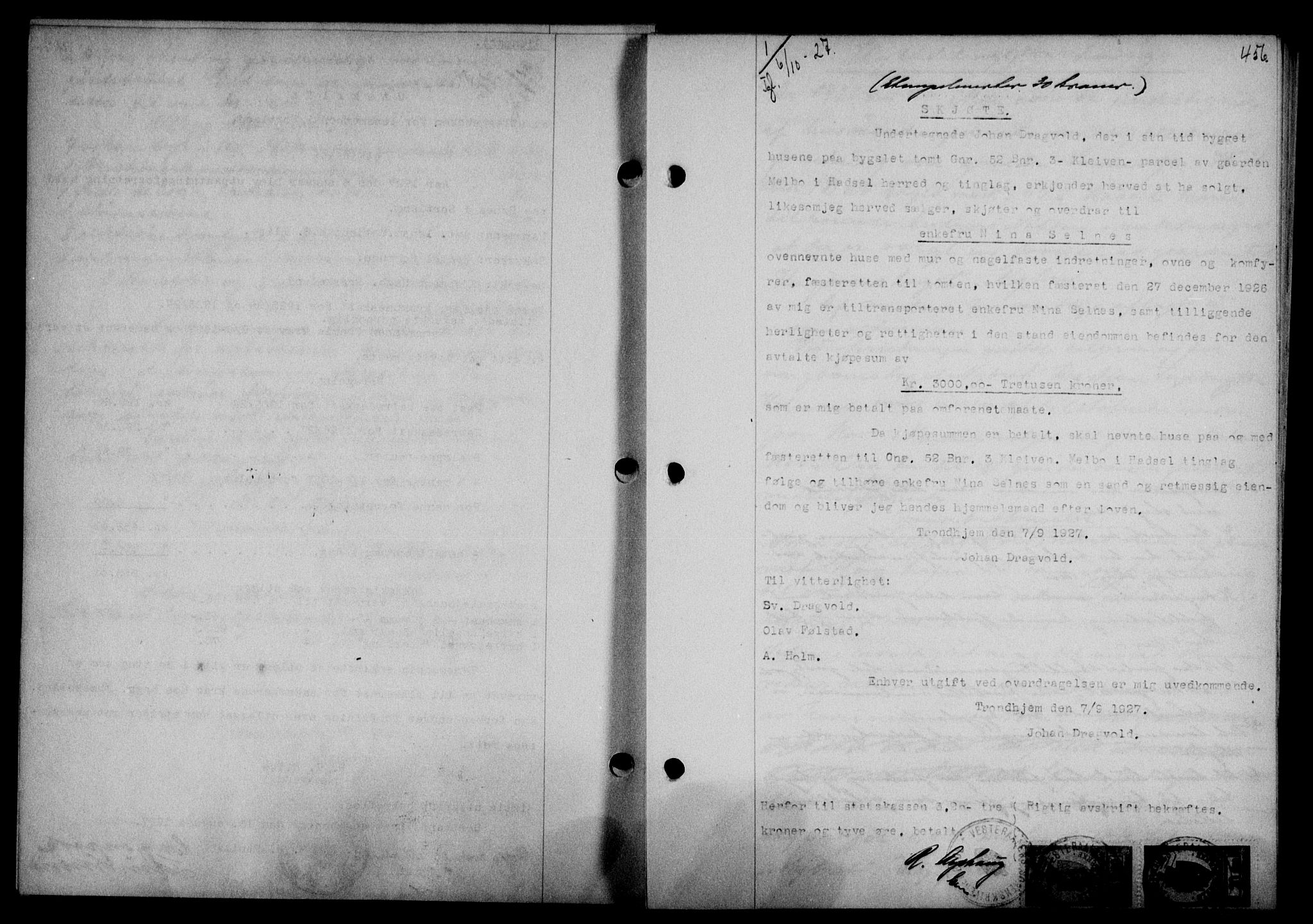 Vesterålen sorenskriveri, SAT/A-4180/1/2/2Ca/L0044: Mortgage book no. 37, 1927-1927, Deed date: 06.10.1927