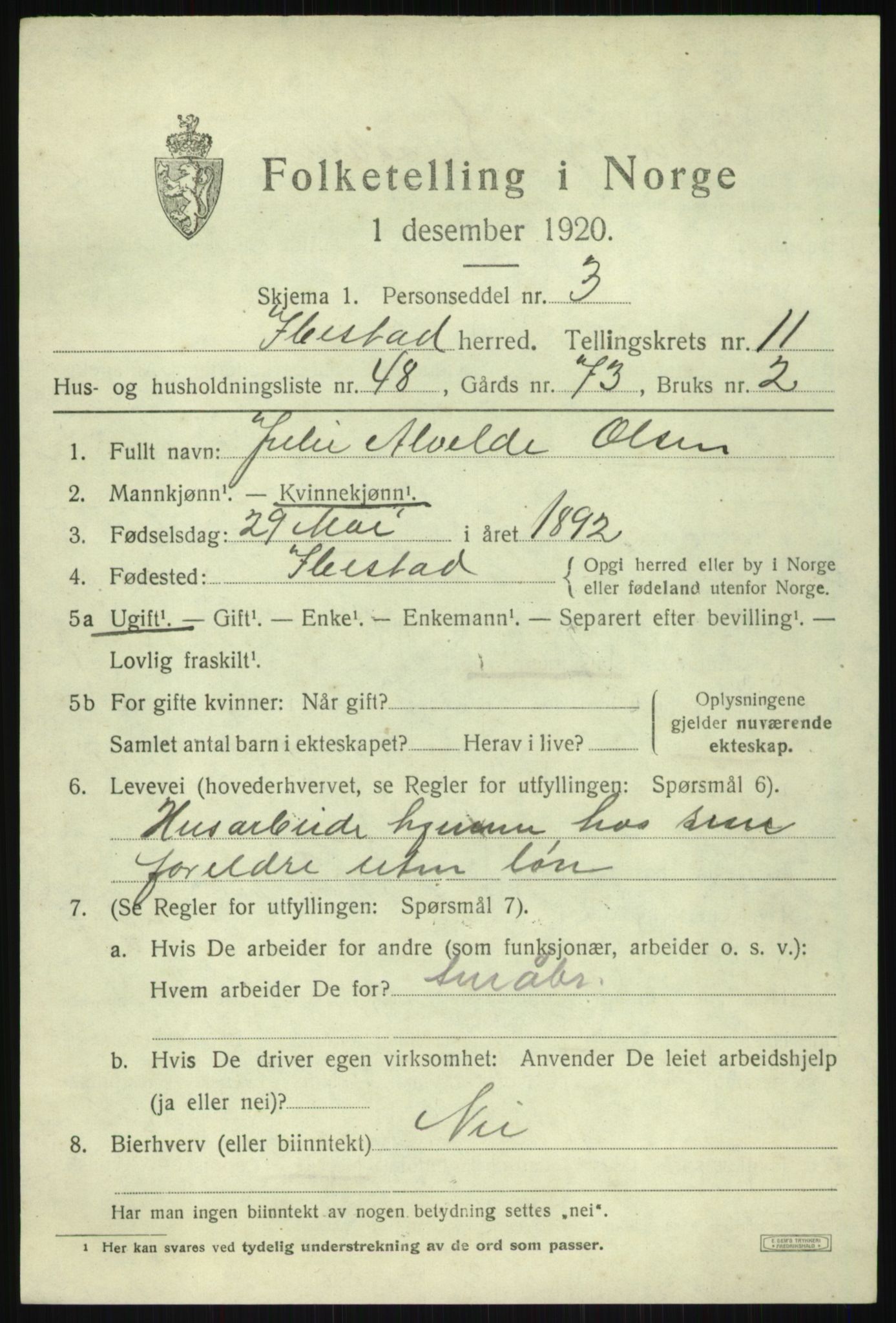 SATØ, 1920 census for Ibestad, 1920, p. 6381