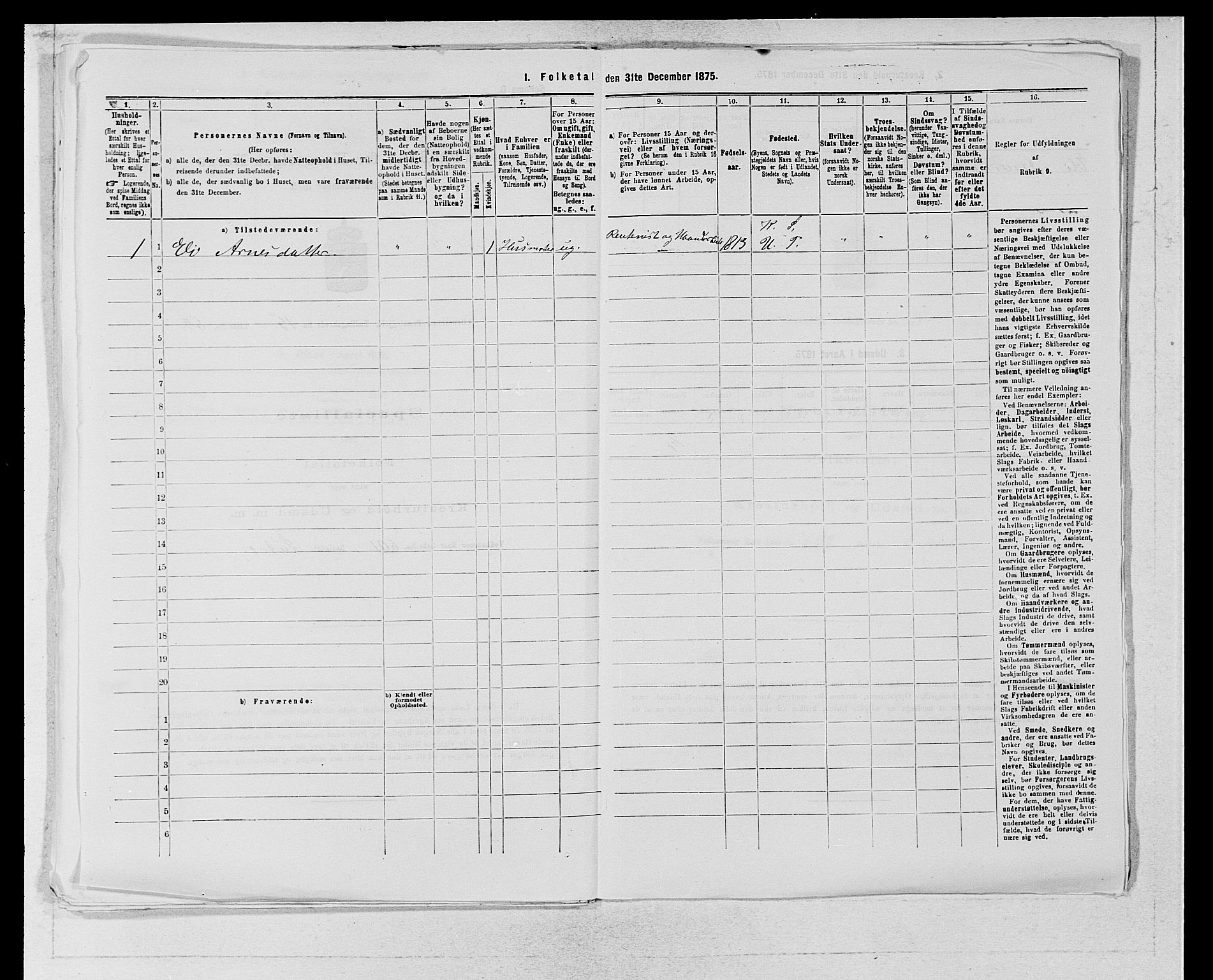 SAB, 1875 census for 1230P Ullensvang, 1875, p. 1581