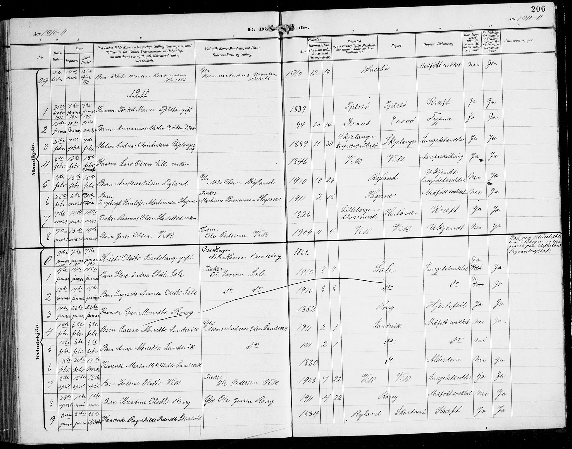 Herdla Sokneprestembete, SAB/A-75701/H/Hab: Parish register (copy) no. C 1, 1900-1913, p. 206