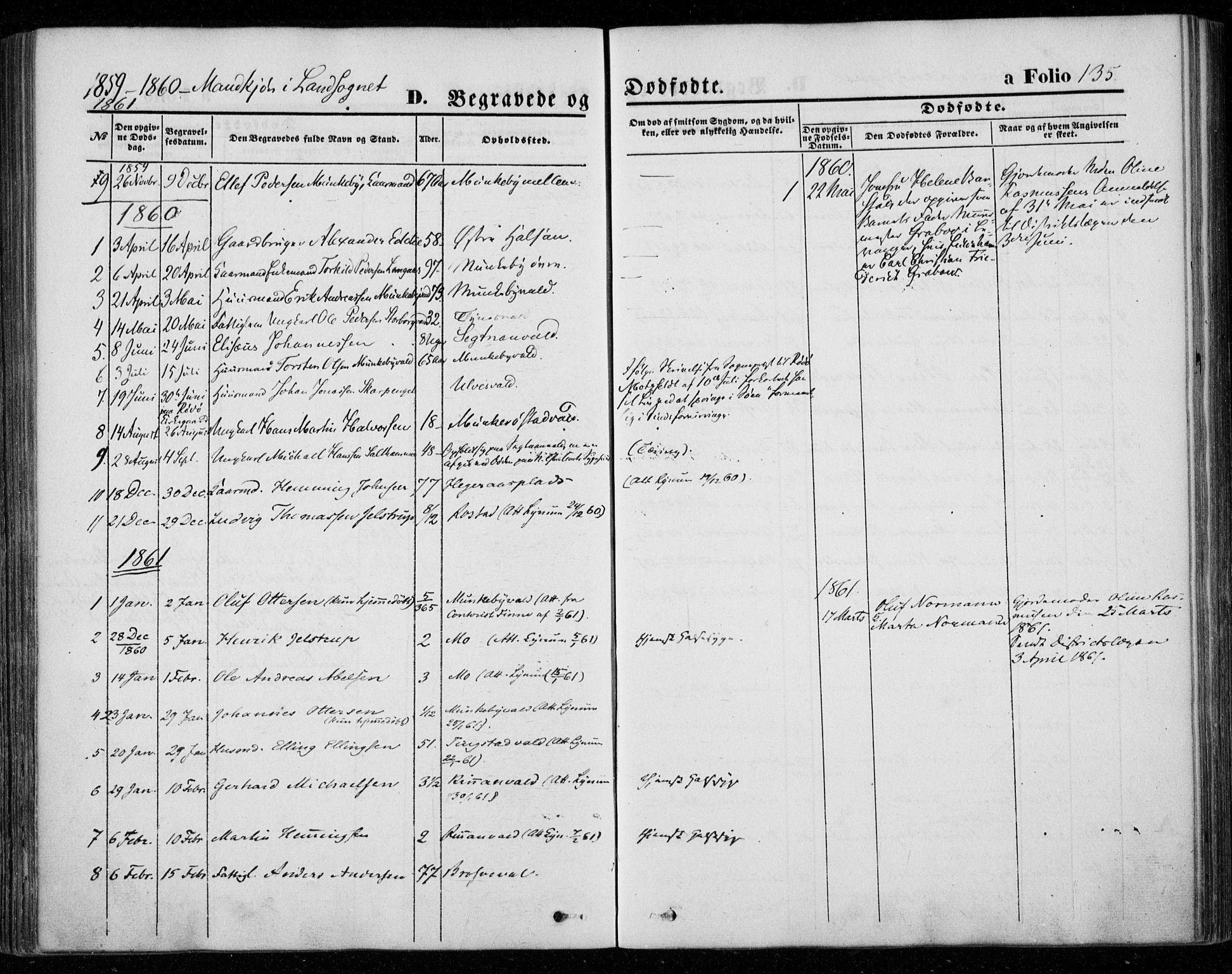 Ministerialprotokoller, klokkerbøker og fødselsregistre - Nord-Trøndelag, SAT/A-1458/720/L0184: Parish register (official) no. 720A02 /2, 1855-1863, p. 135