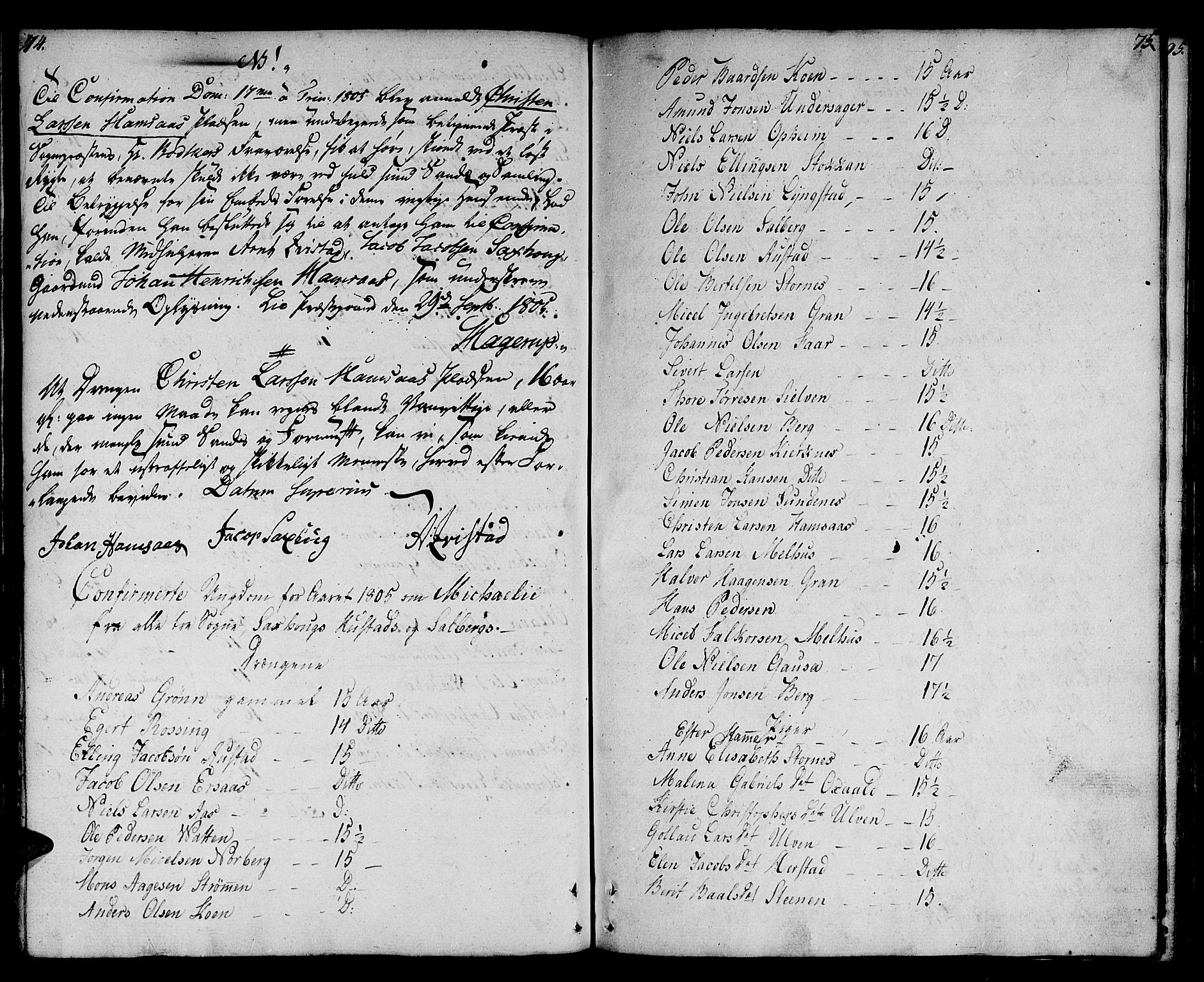 Ministerialprotokoller, klokkerbøker og fødselsregistre - Nord-Trøndelag, AV/SAT-A-1458/730/L0274: Parish register (official) no. 730A03, 1802-1816, p. 74-75