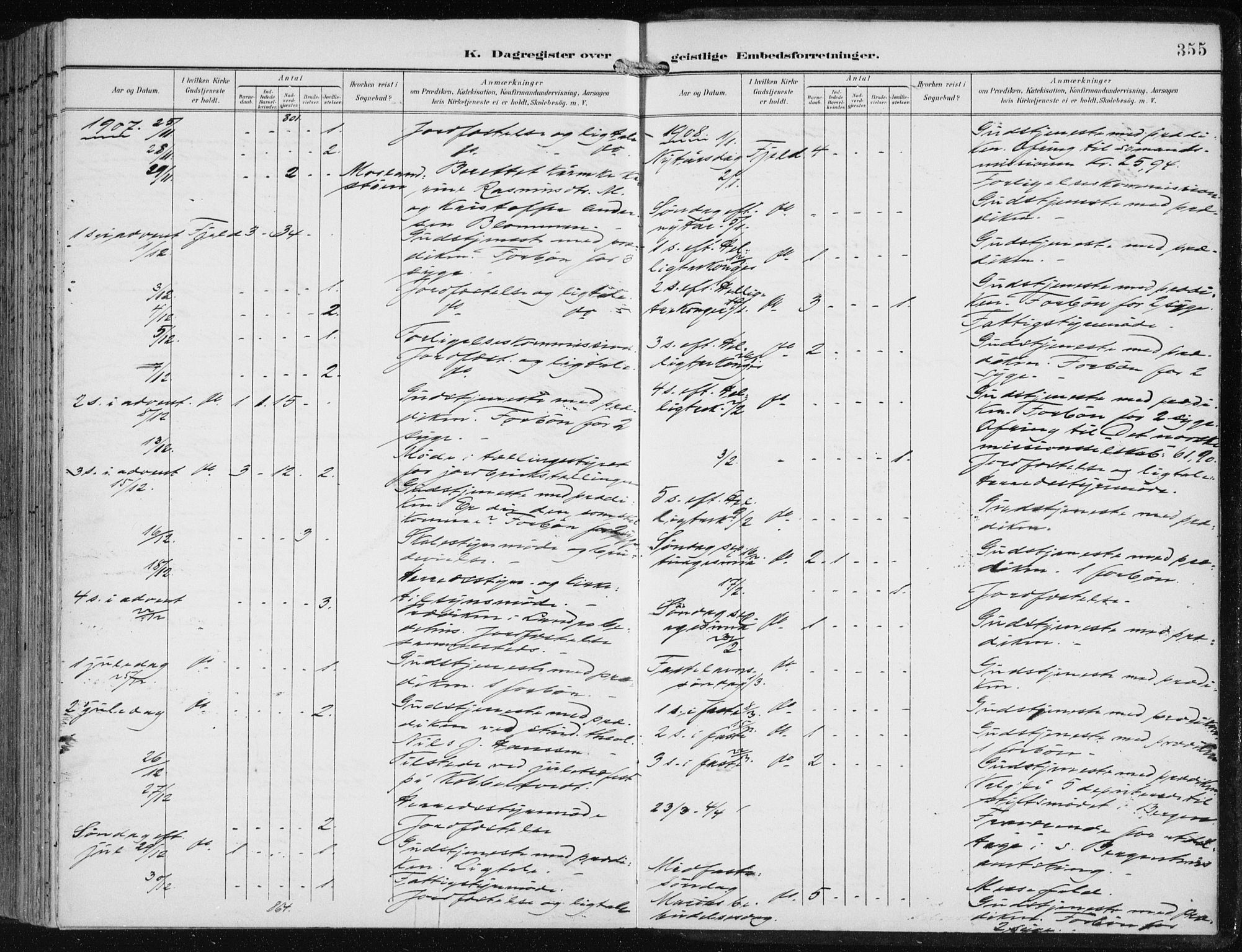 Fjell sokneprestembete, SAB/A-75301/H/Haa: Parish register (official) no. A  9, 1899-1910, p. 355