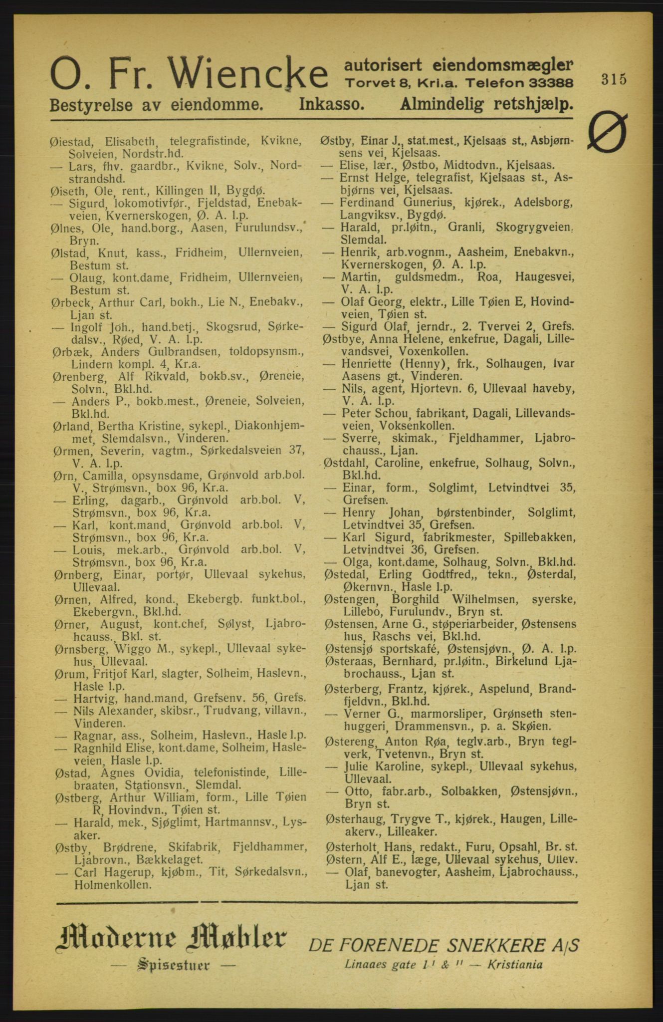 Aker adressebok/adressekalender, PUBL/001/A/002: Akers adressekalender, 1922, p. 315