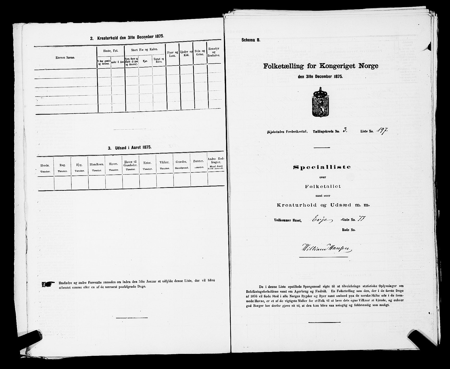 RA, 1875 census for 0103B Fredrikstad/Fredrikstad, 1875, p. 336