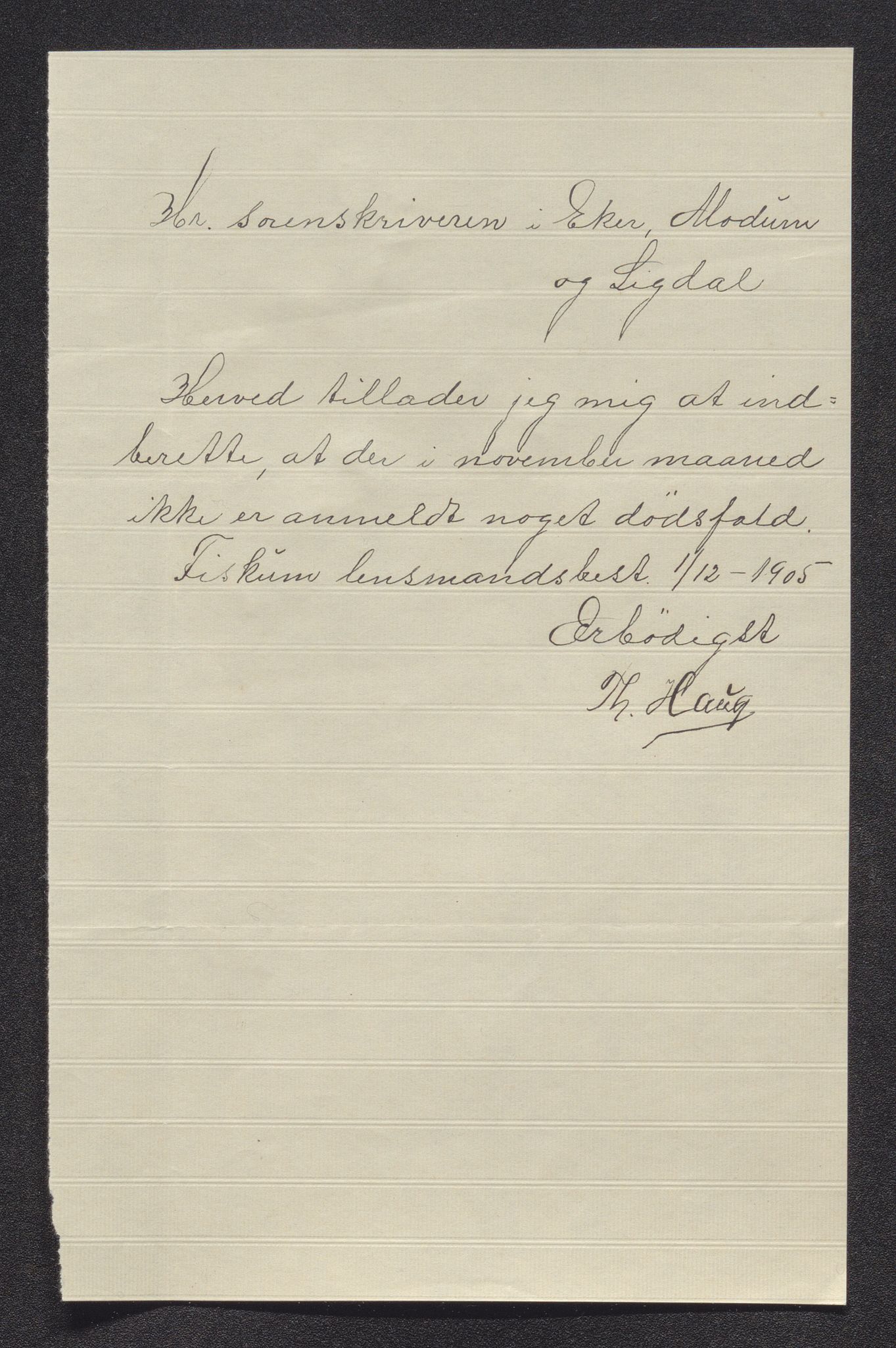 Eiker, Modum og Sigdal sorenskriveri, AV/SAKO-A-123/H/Ha/Hab/L0030: Dødsfallsmeldinger, 1903-1905, p. 1008