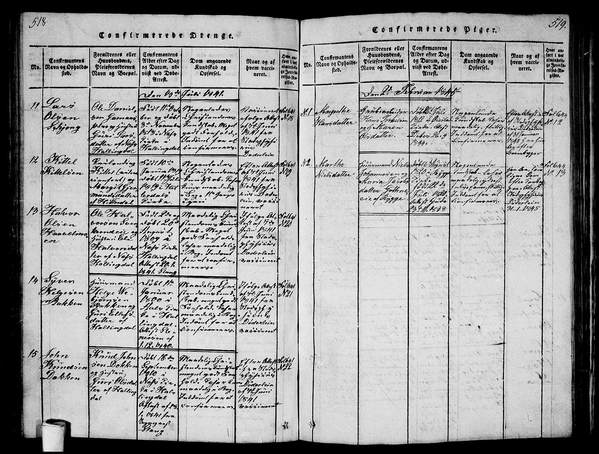 Kristiania tukthusprest Kirkebøker, AV/SAO-A-10881/G/Ga/L0001: Parish register (copy) no. 1, 1818-1857, p. 518-519