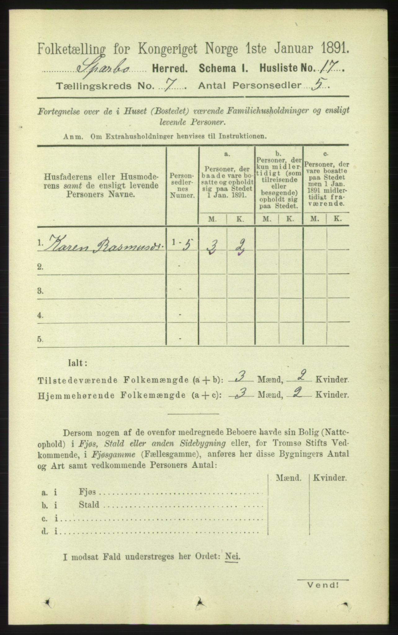 RA, 1891 census for 1731 Sparbu, 1891, p. 2352