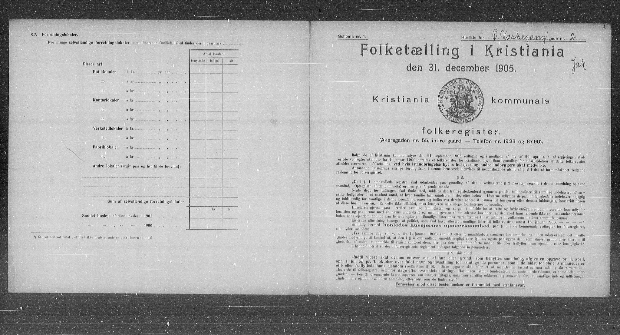 OBA, Municipal Census 1905 for Kristiania, 1905, p. 68358