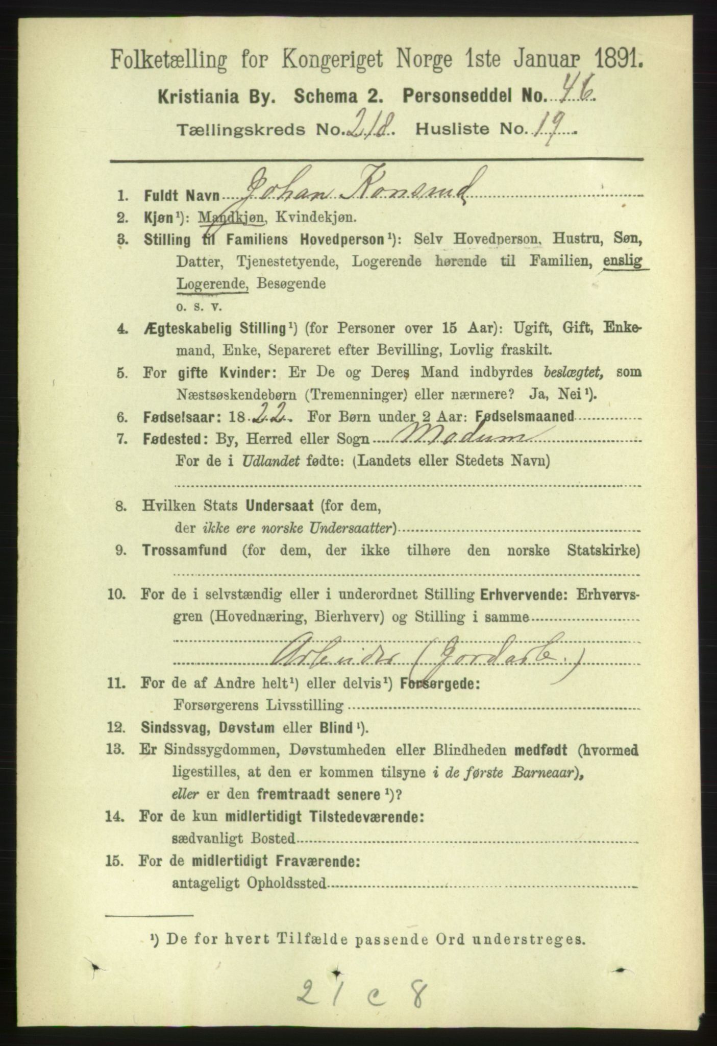 RA, 1891 census for 0301 Kristiania, 1891, p. 129518