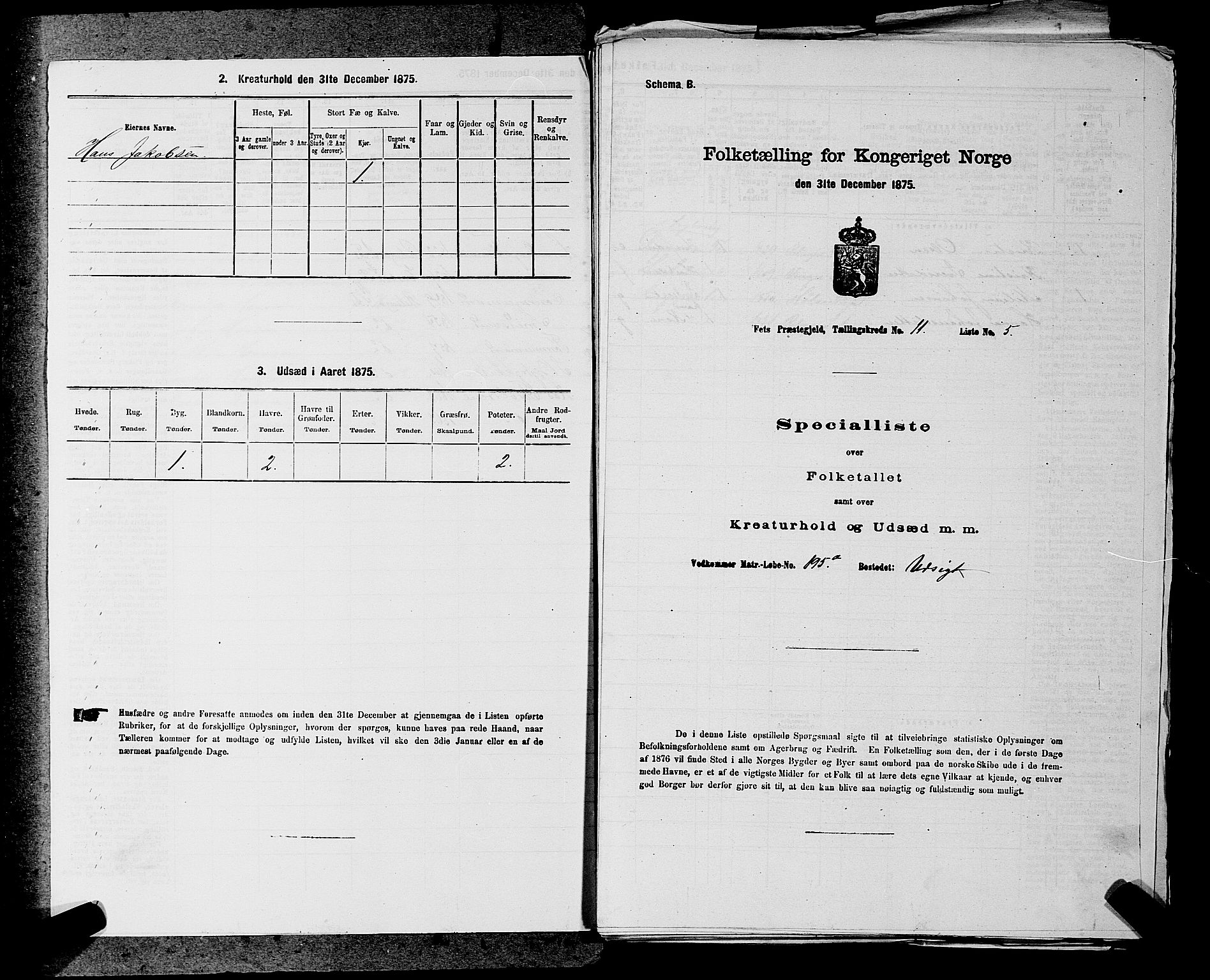 RA, 1875 census for 0227P Fet, 1875, p. 1451