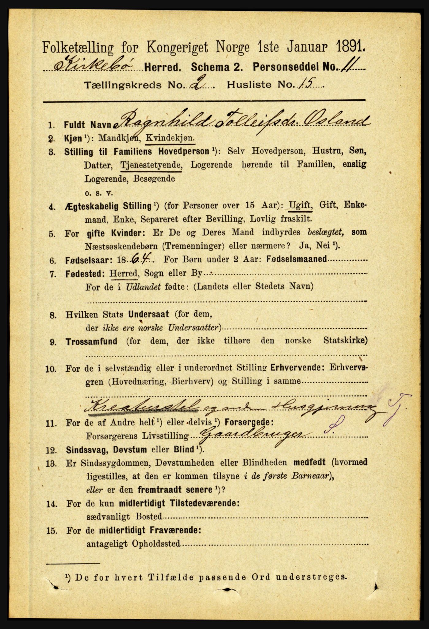 RA, 1891 census for 1416 Kyrkjebø, 1891, p. 436