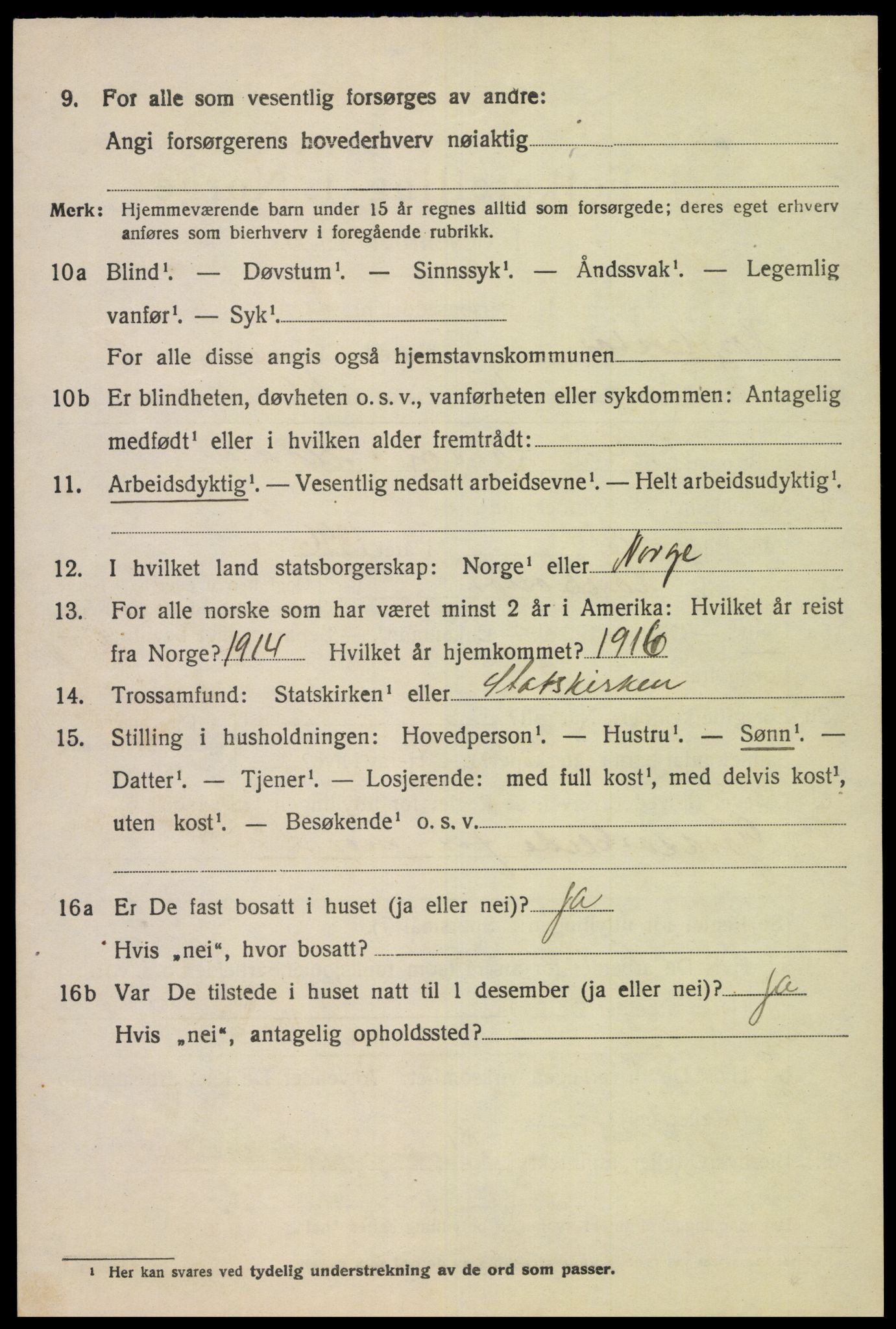 SAK, 1920 census for Hægebostad, 1920, p. 1558