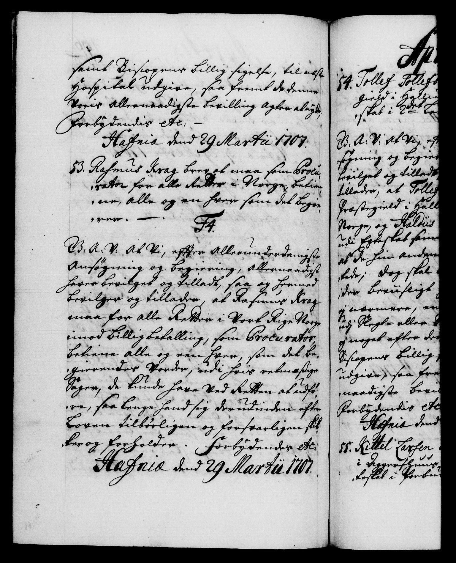 Danske Kanselli 1572-1799, AV/RA-EA-3023/F/Fc/Fca/Fcaa/L0019: Norske registre, 1704-1707, p. 466b