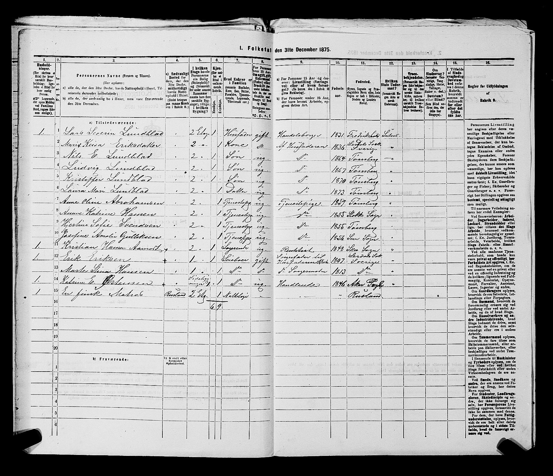 SAKO, 1875 census for 0705P Tønsberg, 1875, p. 188