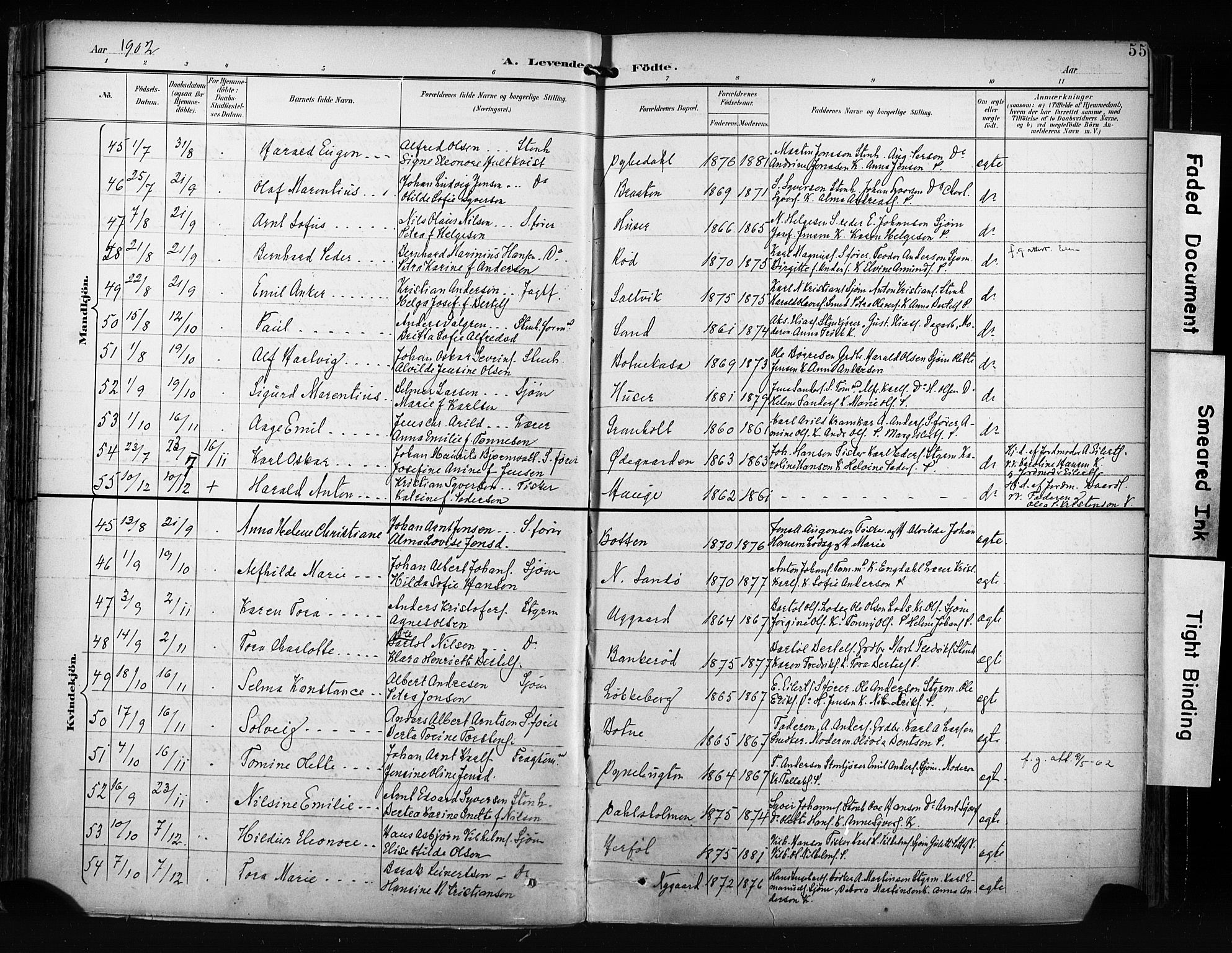 Hvaler prestekontor Kirkebøker, AV/SAO-A-2001/F/Fa/L0009: Parish register (official) no. I 9, 1895-1906, p. 55