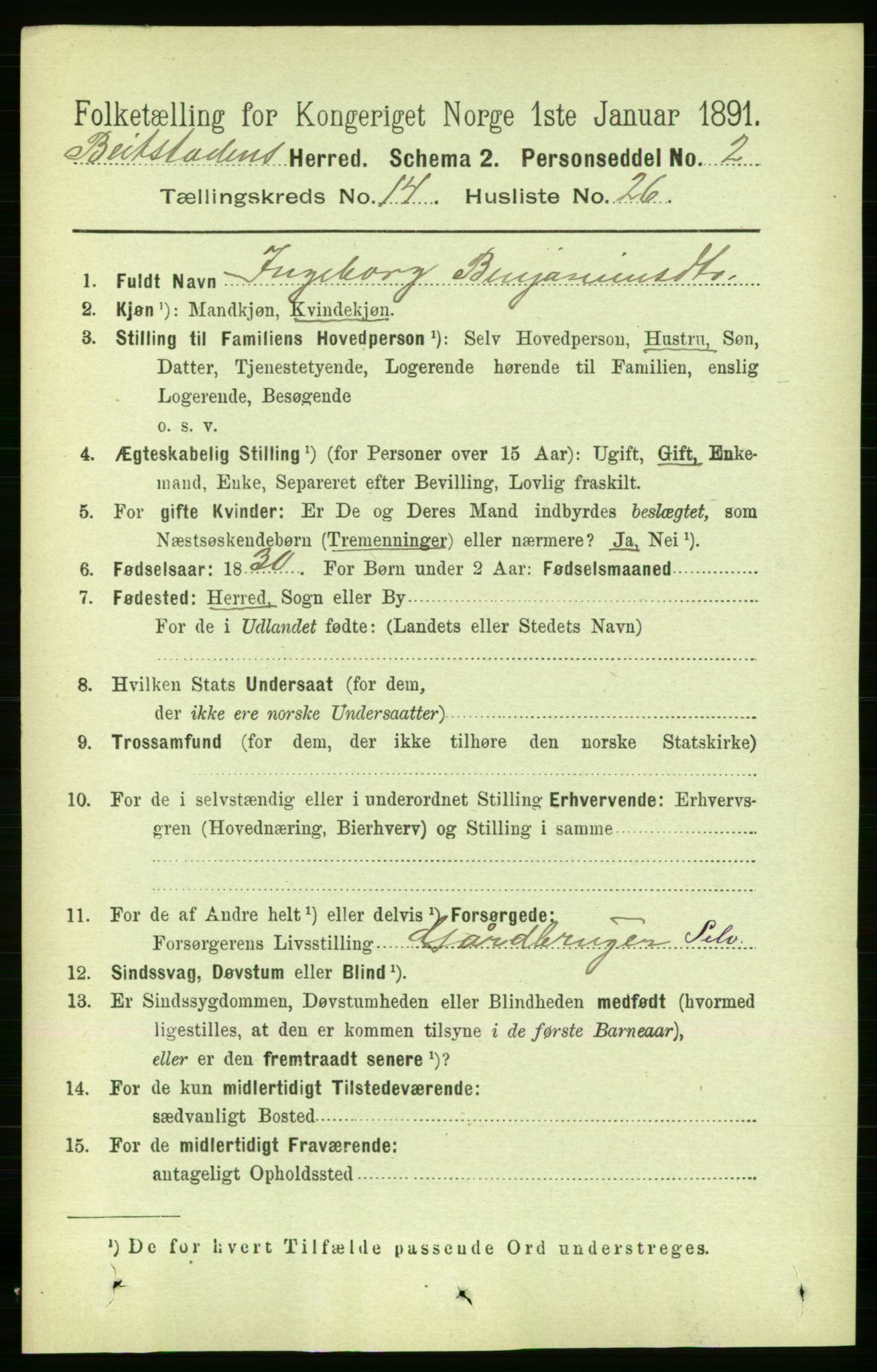 RA, 1891 census for 1727 Beitstad, 1891, p. 3975