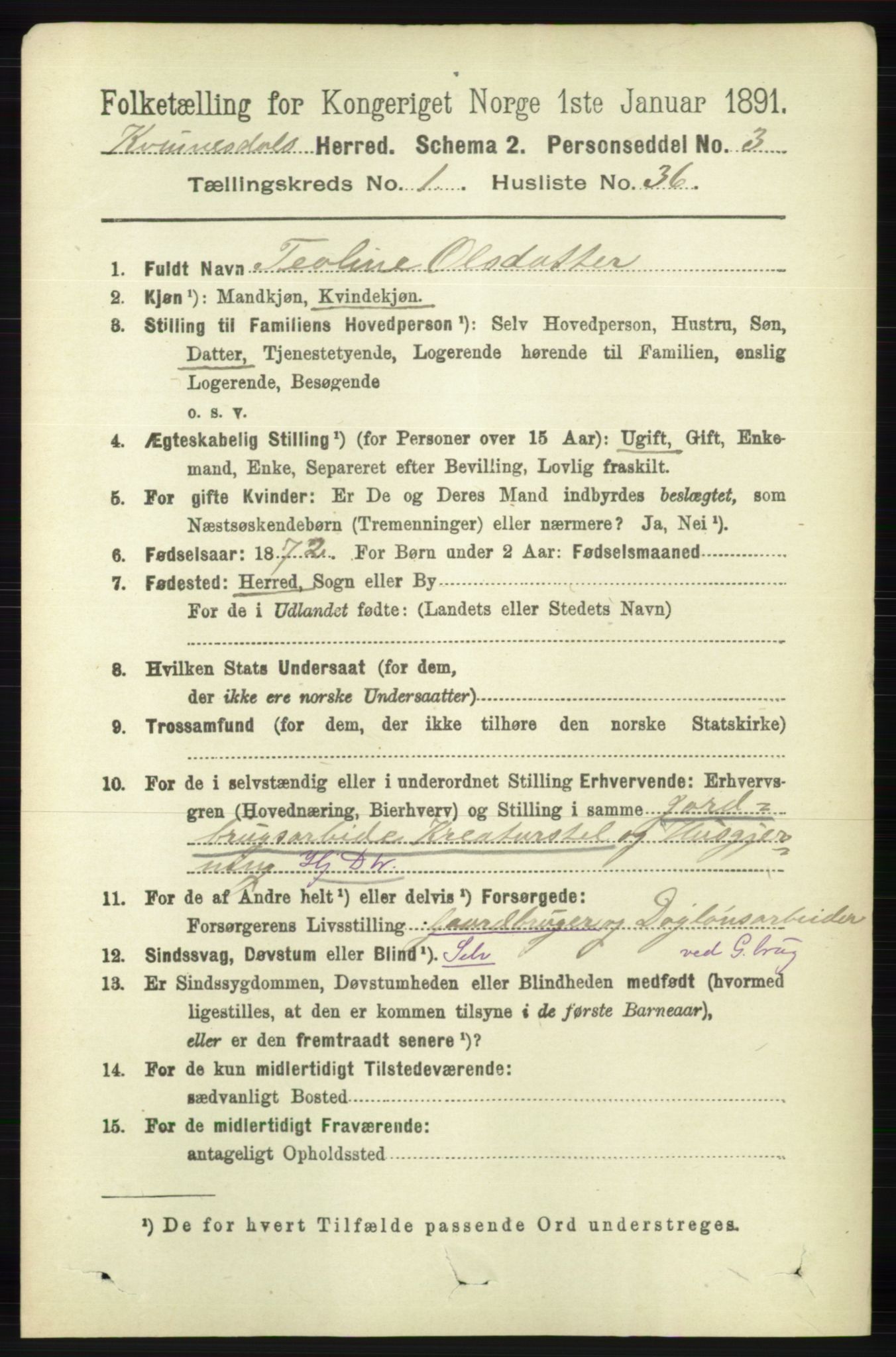 RA, 1891 census for 1037 Kvinesdal, 1891, p. 250