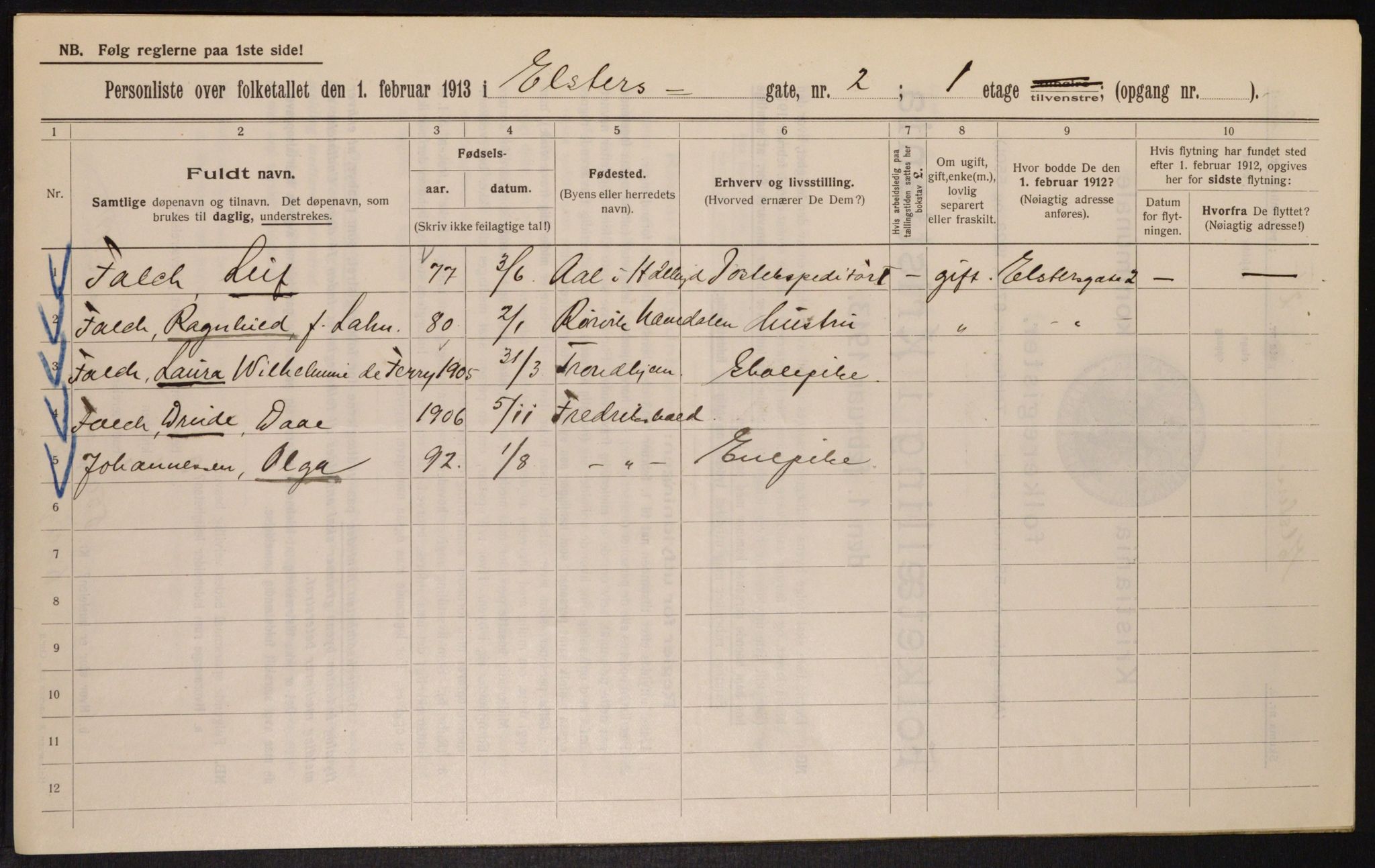 OBA, Municipal Census 1913 for Kristiania, 1913, p. 20964