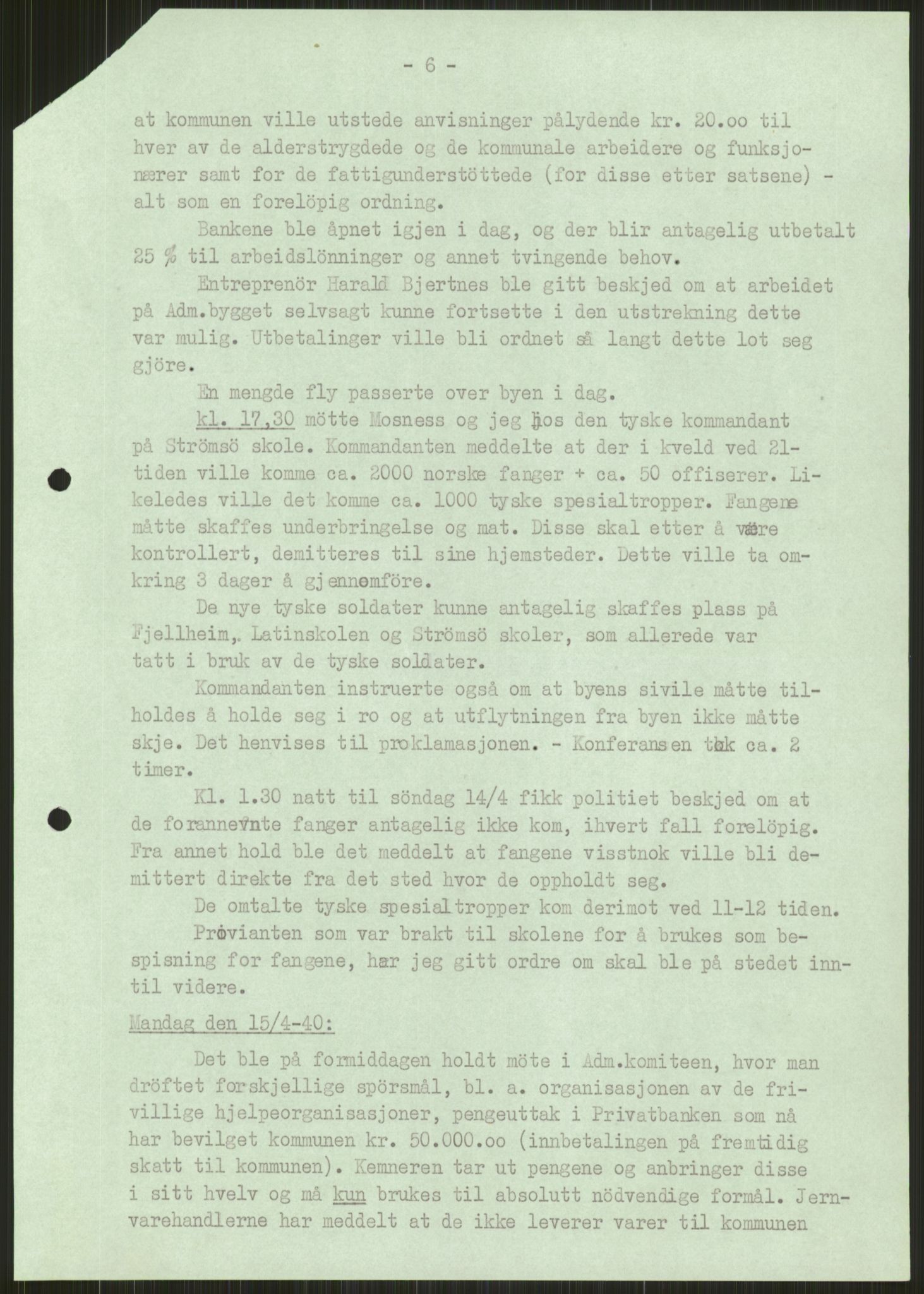 Forsvaret, Forsvarets krigshistoriske avdeling, AV/RA-RAFA-2017/Y/Ya/L0014: II-C-11-31 - Fylkesmenn.  Rapporter om krigsbegivenhetene 1940., 1940, p. 293