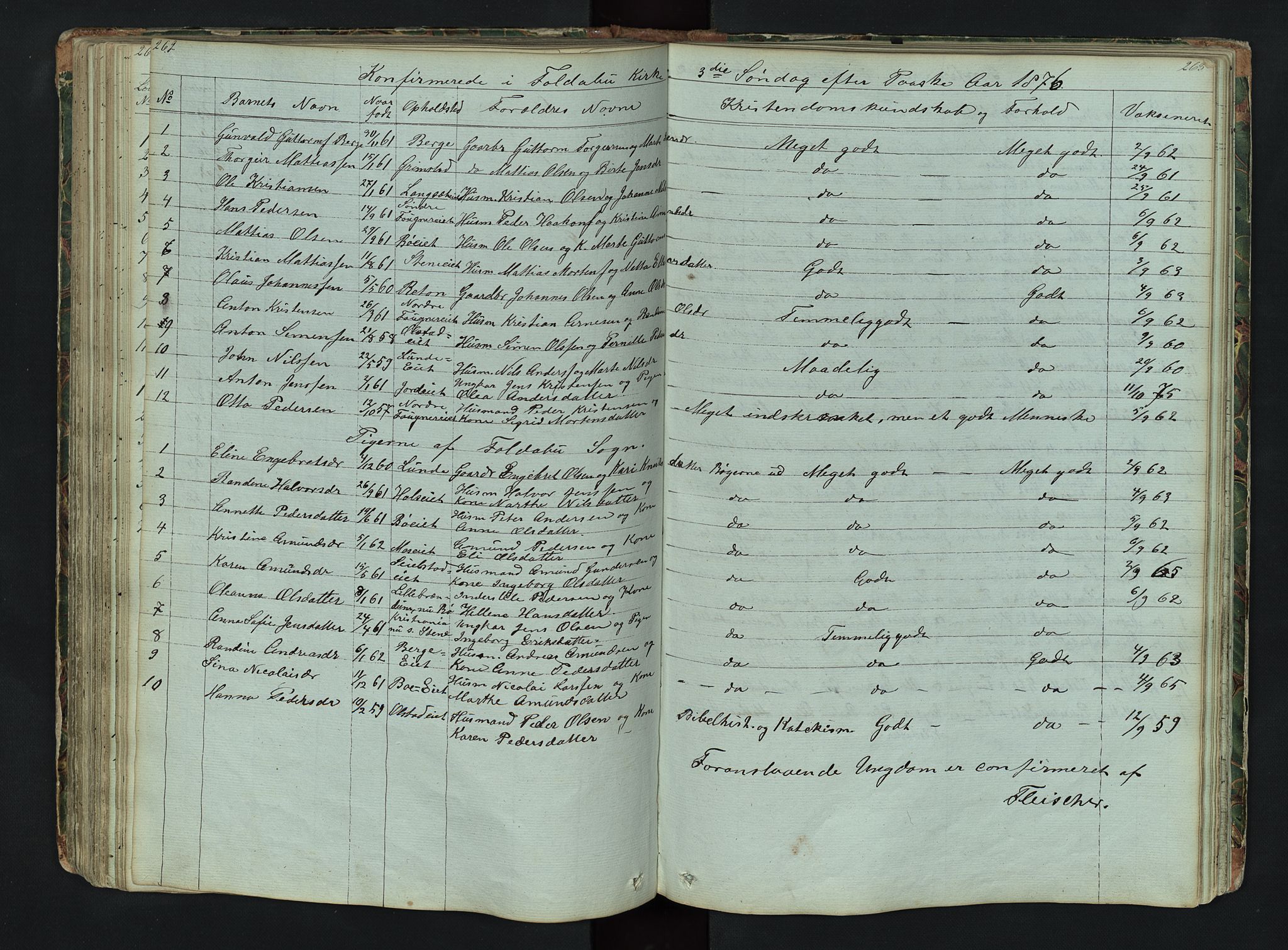 Gausdal prestekontor, SAH/PREST-090/H/Ha/Hab/L0006: Parish register (copy) no. 6, 1846-1893, p. 262-263