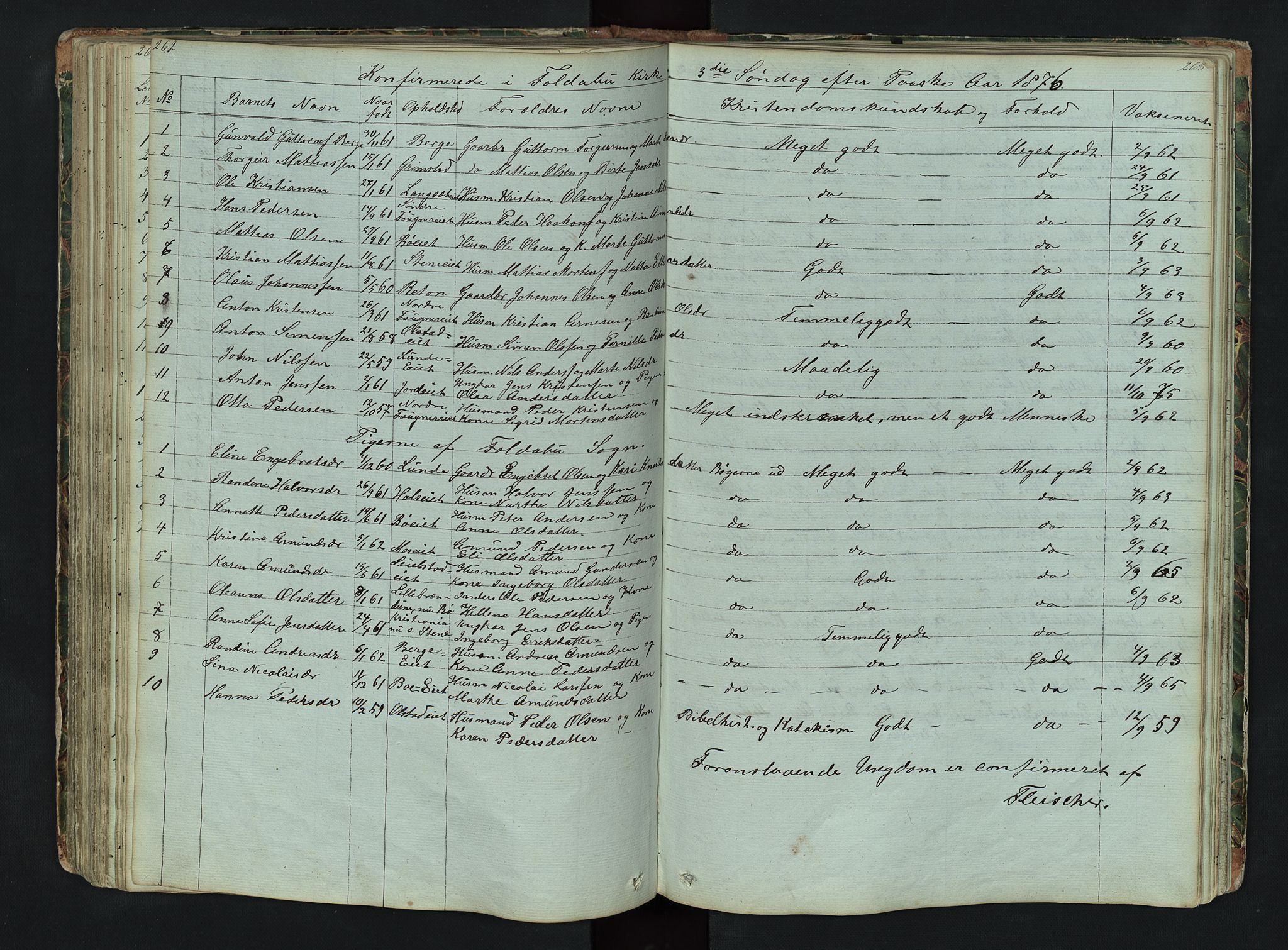 Gausdal prestekontor, AV/SAH-PREST-090/H/Ha/Hab/L0006: Parish register (copy) no. 6, 1846-1893, p. 262-263