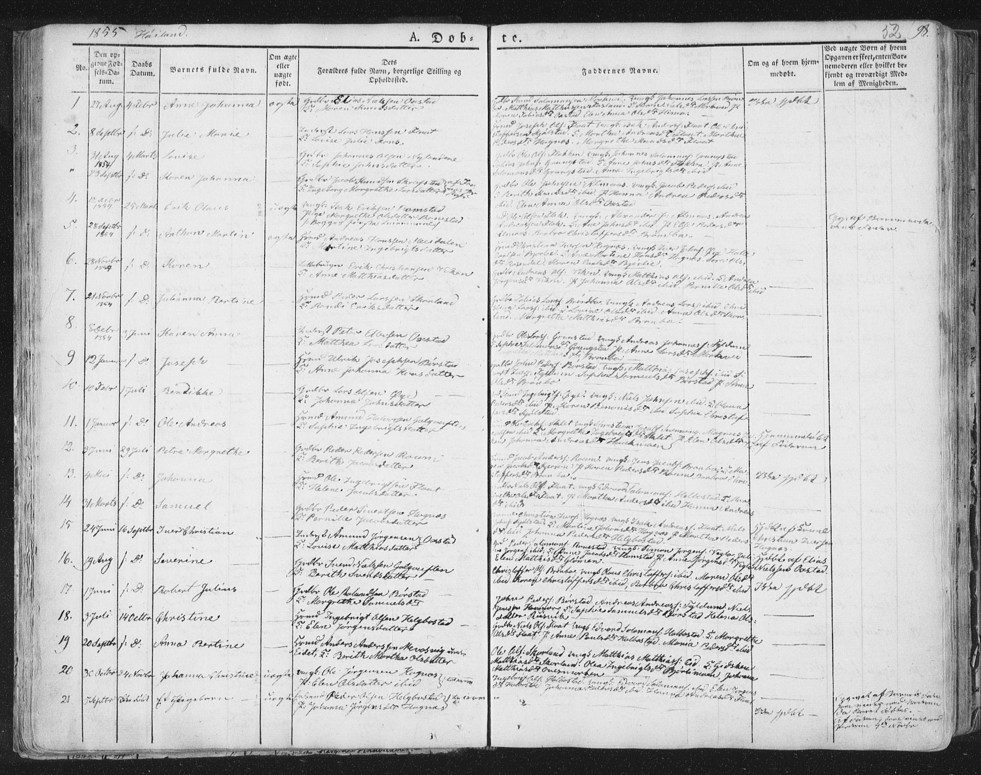 Ministerialprotokoller, klokkerbøker og fødselsregistre - Nord-Trøndelag, SAT/A-1458/758/L0513: Parish register (official) no. 758A02 /2, 1839-1868, p. 52
