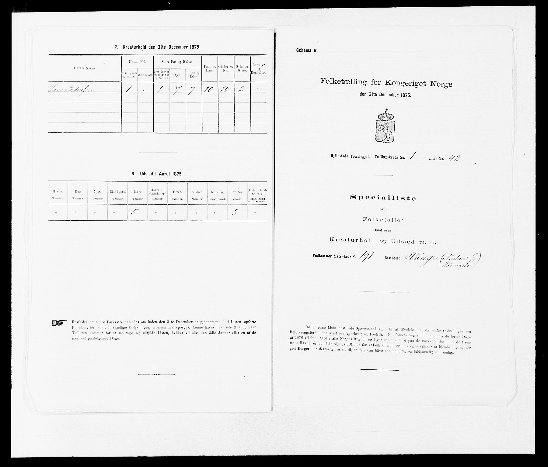 SAB, 1875 census for 1413P Hyllestad, 1875, p. 115