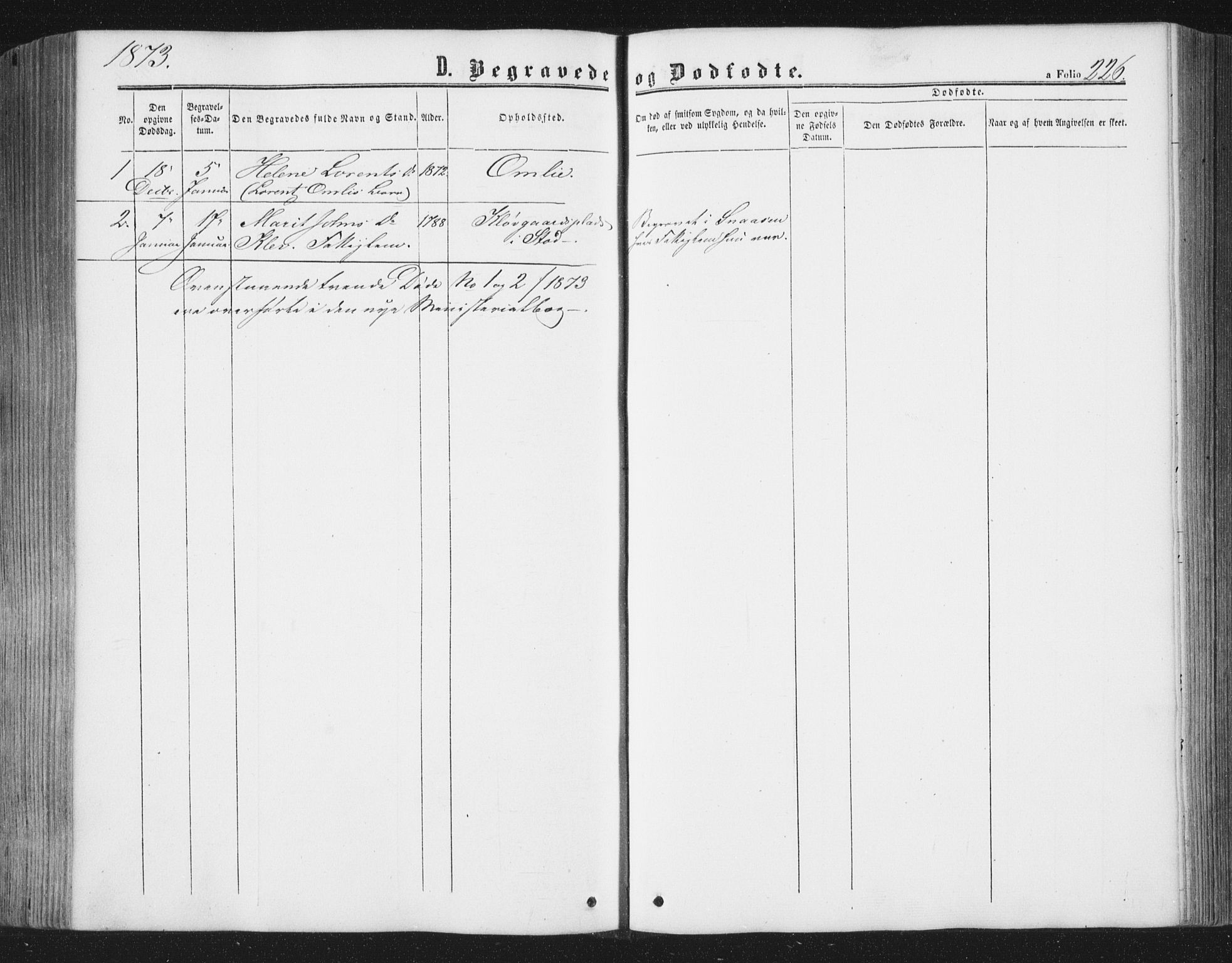 Ministerialprotokoller, klokkerbøker og fødselsregistre - Nord-Trøndelag, SAT/A-1458/749/L0472: Parish register (official) no. 749A06, 1857-1873, p. 226