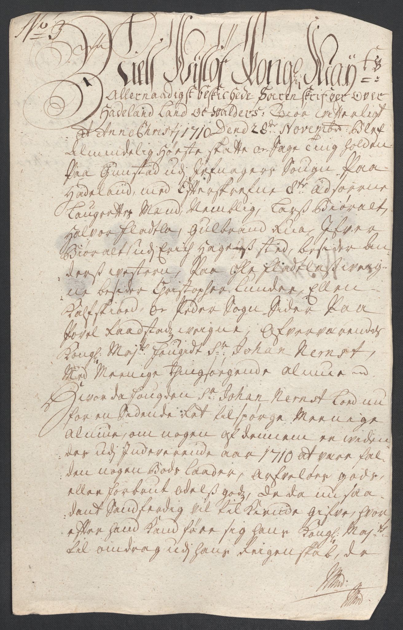 Rentekammeret inntil 1814, Reviderte regnskaper, Fogderegnskap, RA/EA-4092/R18/L1307: Fogderegnskap Hadeland, Toten og Valdres, 1710, p. 23