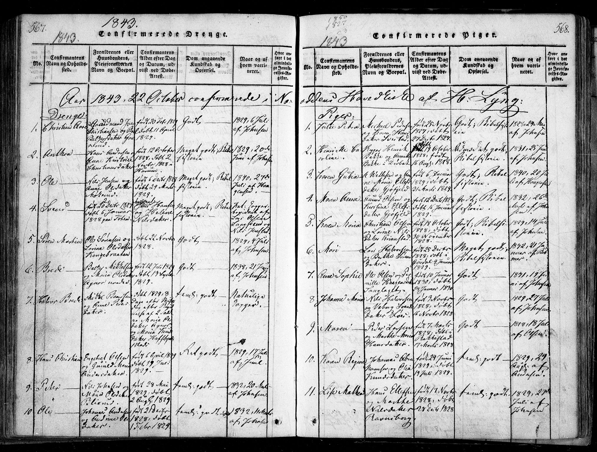 Nesodden prestekontor Kirkebøker, SAO/A-10013/F/Fa/L0006: Parish register (official) no. I 6, 1814-1847, p. 567-568