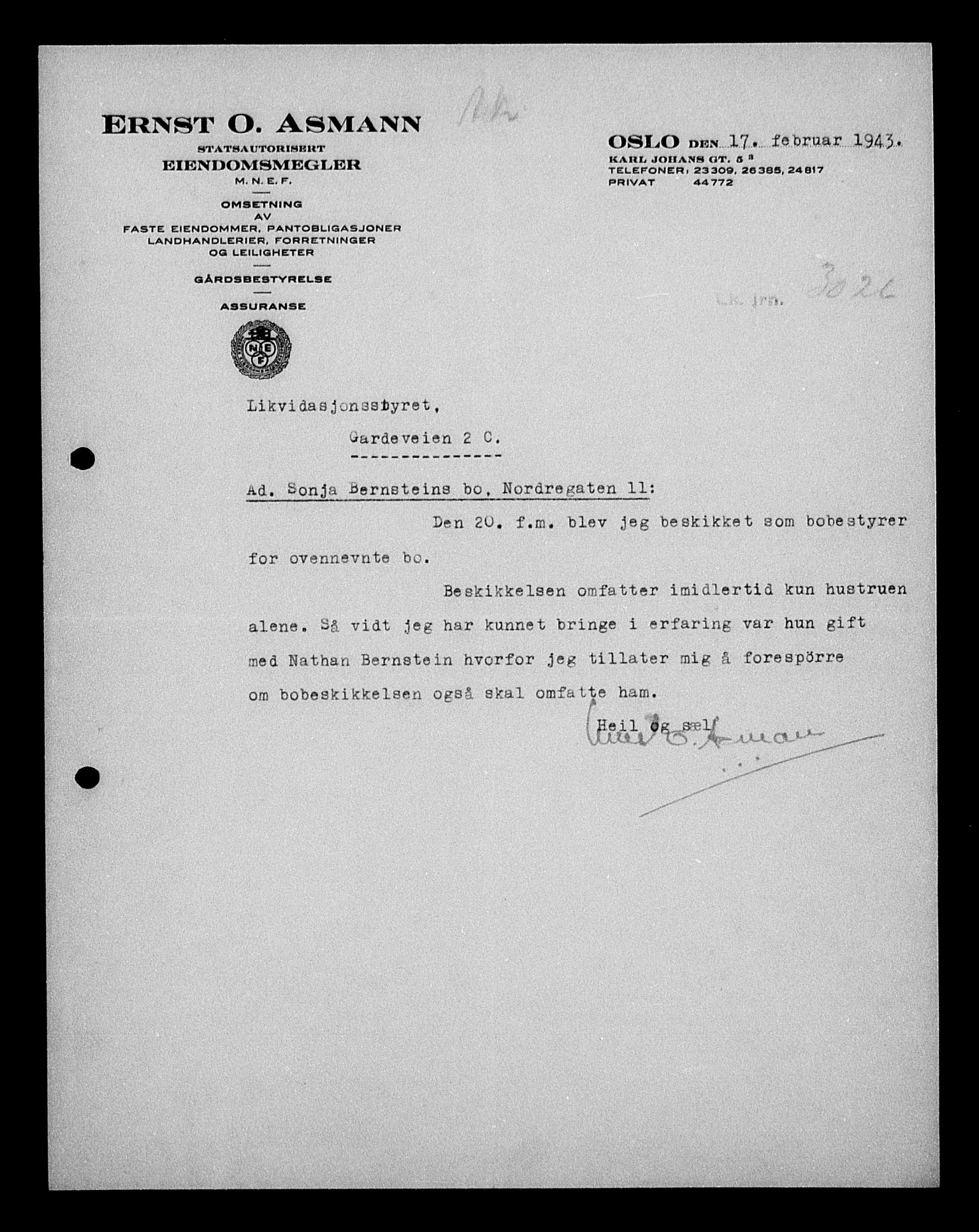 Justisdepartementet, Tilbakeføringskontoret for inndratte formuer, AV/RA-S-1564/H/Hc/Hcc/L0924: --, 1945-1947, p. 10