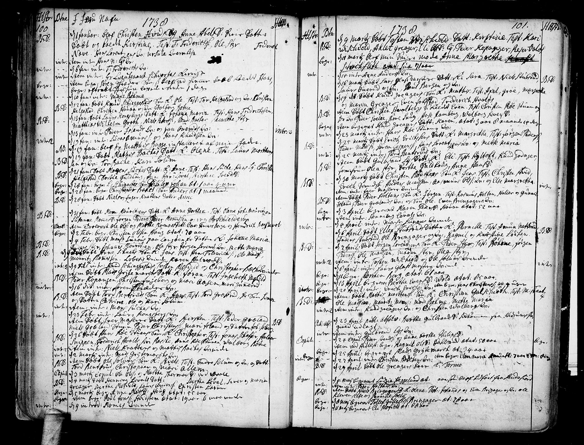 Botne kirkebøker, AV/SAKO-A-340/F/Fa/L0001a: Parish register (official) no. I 1A, 1707-1778, p. 100-101