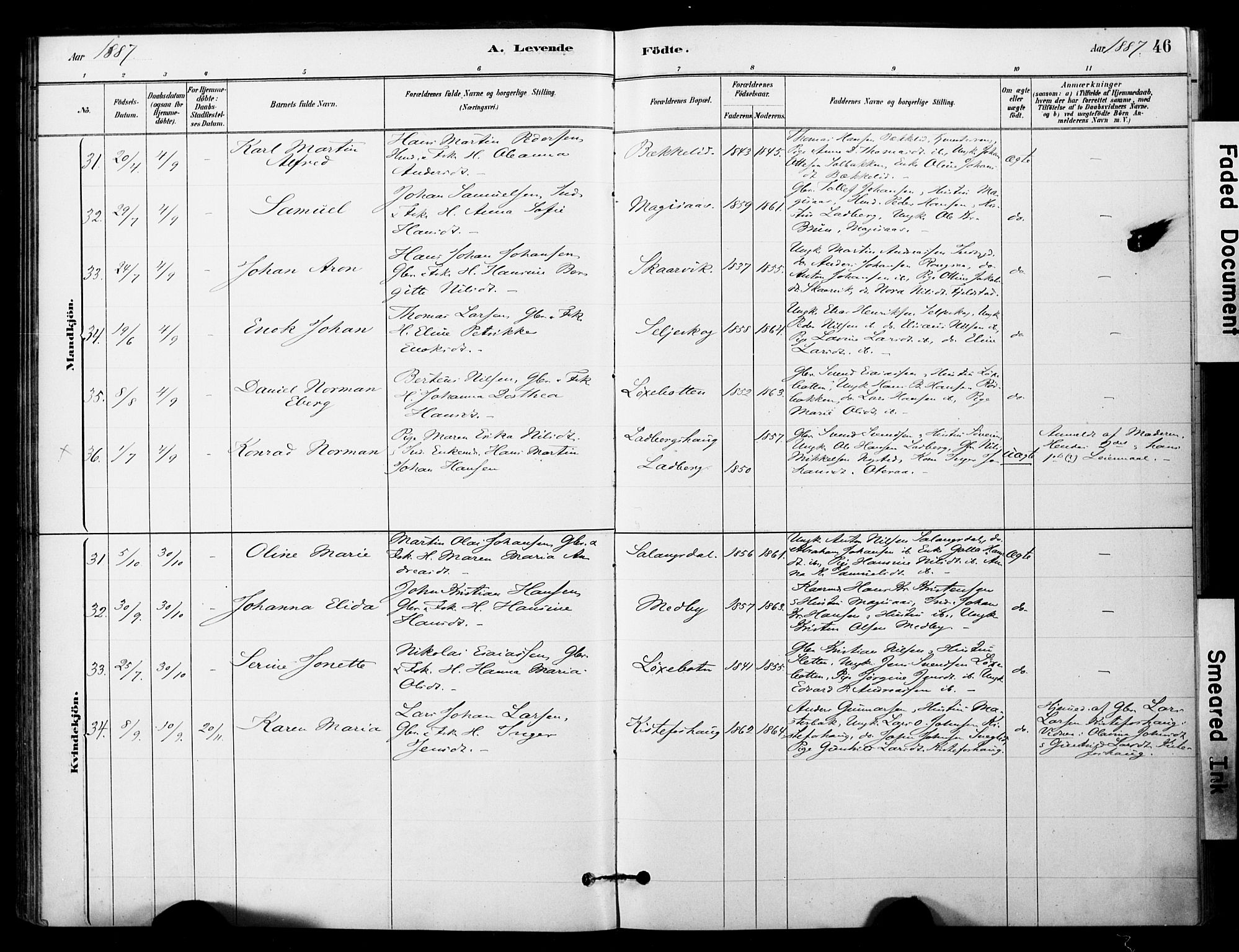 Ibestad sokneprestembete, AV/SATØ-S-0077/H/Ha/Haa/L0014kirke: Parish register (official) no. 14, 1880-1887, p. 46