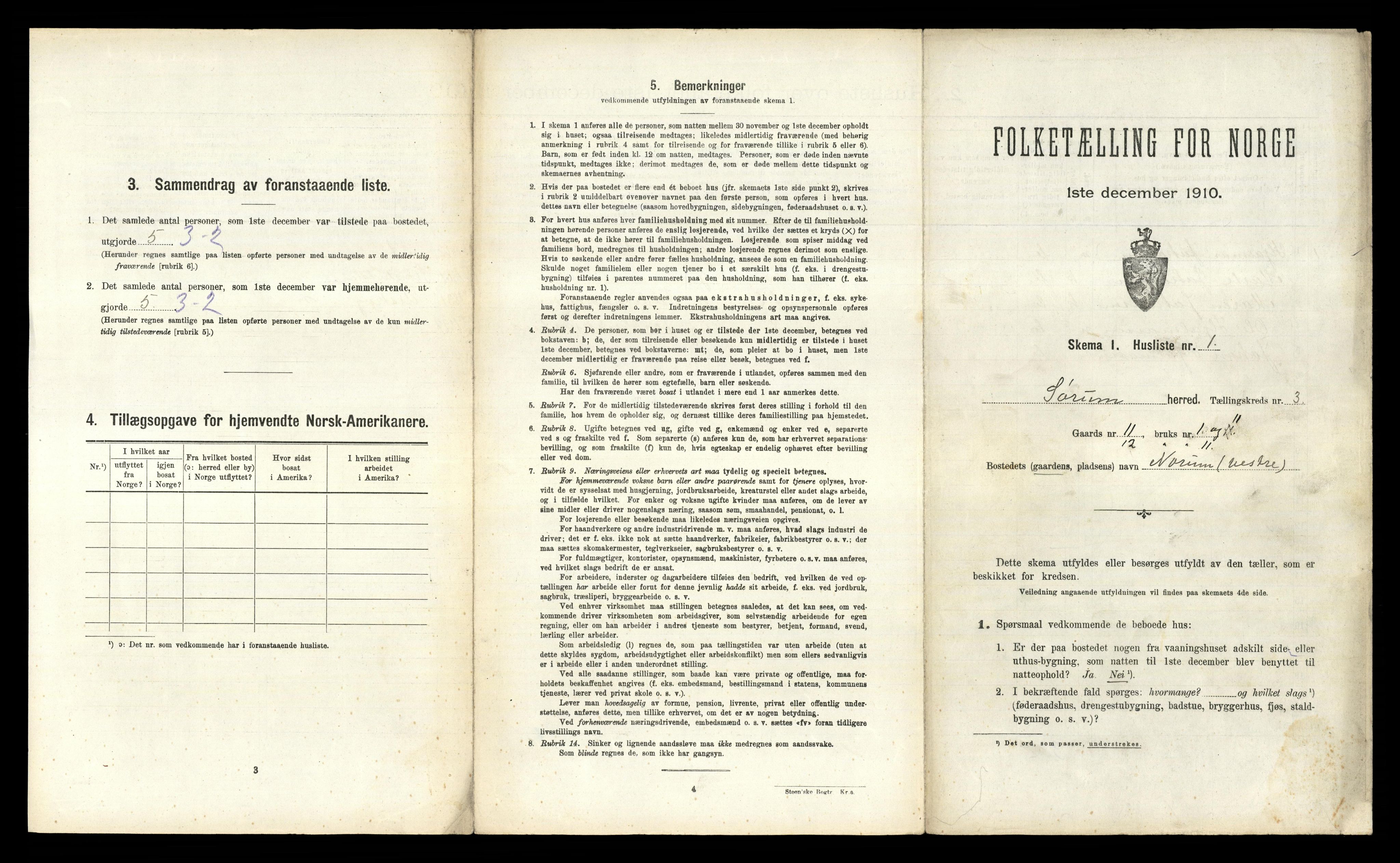 RA, 1910 census for Sørum, 1910, p. 201