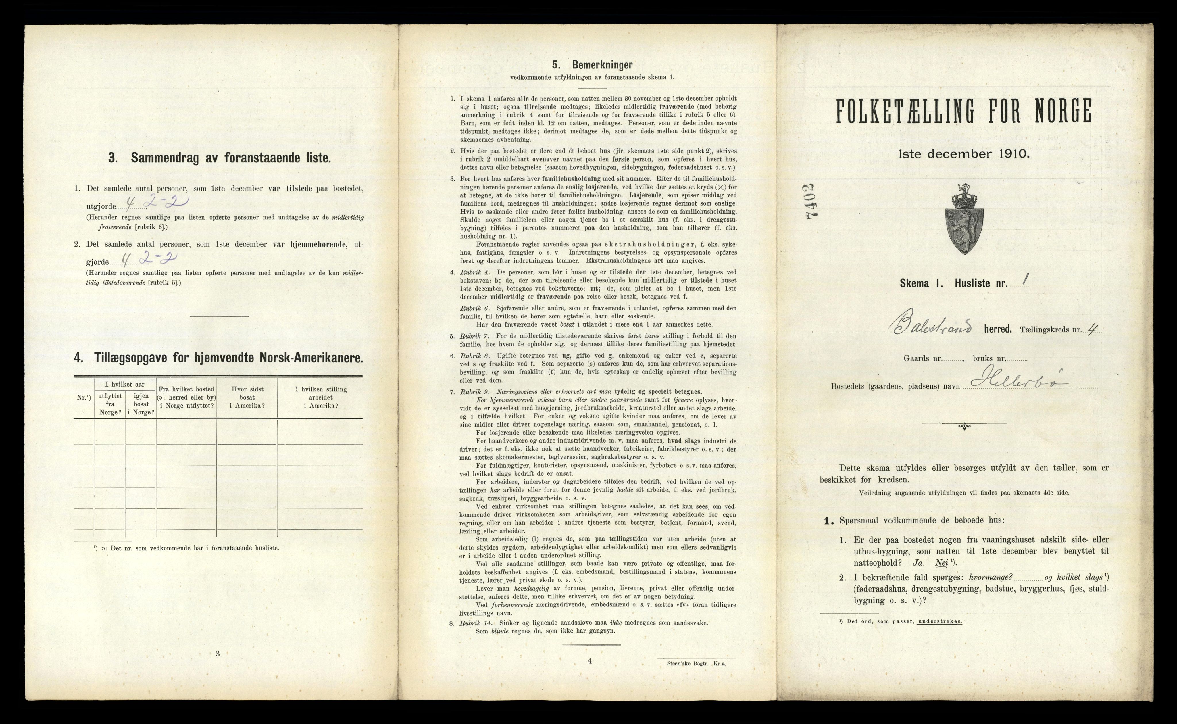 RA, 1910 census for Balestrand, 1910, p. 312