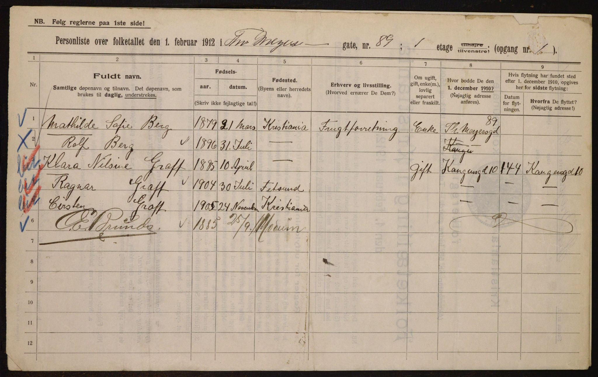 OBA, Municipal Census 1912 for Kristiania, 1912, p. 111340