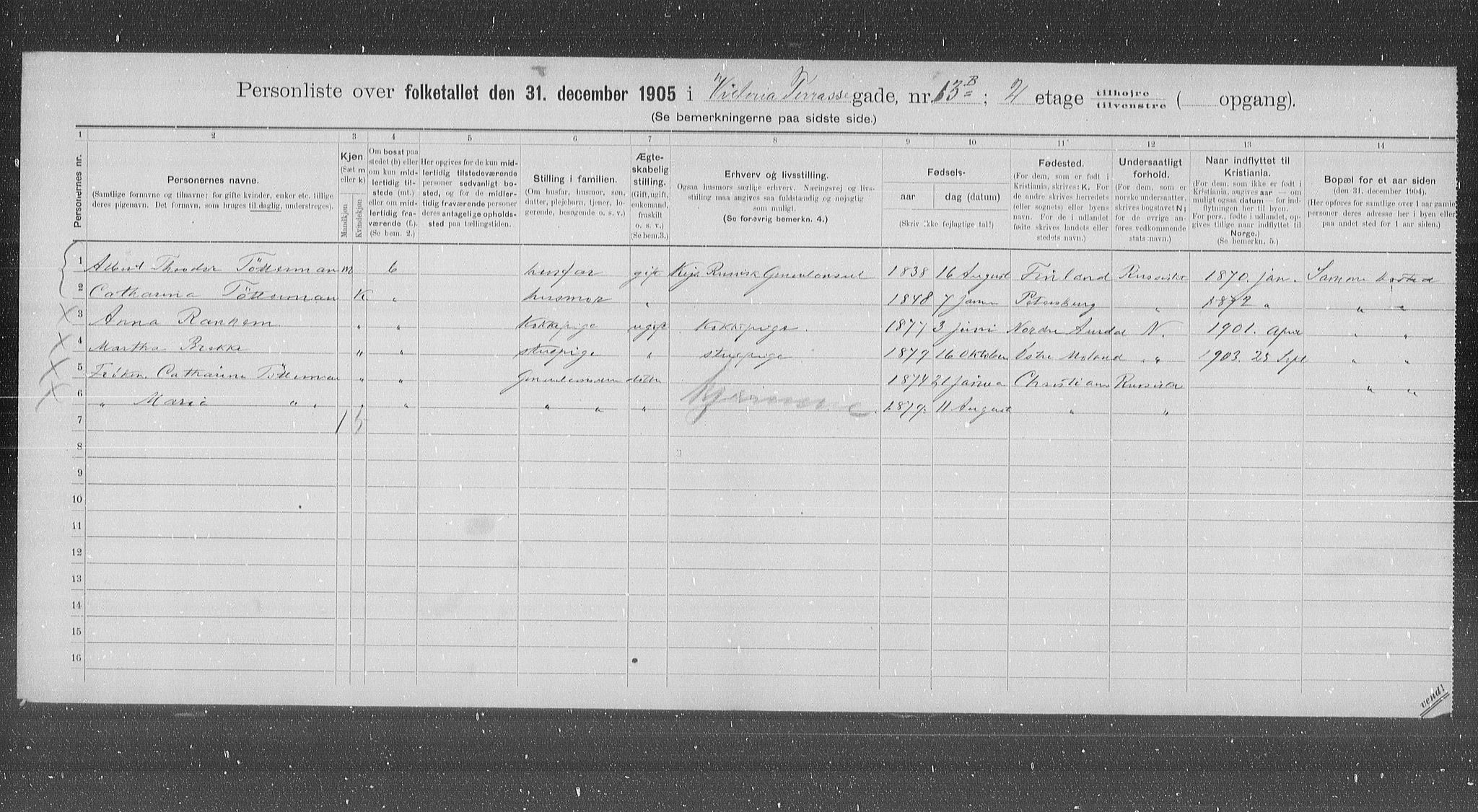 OBA, Municipal Census 1905 for Kristiania, 1905, p. 65483