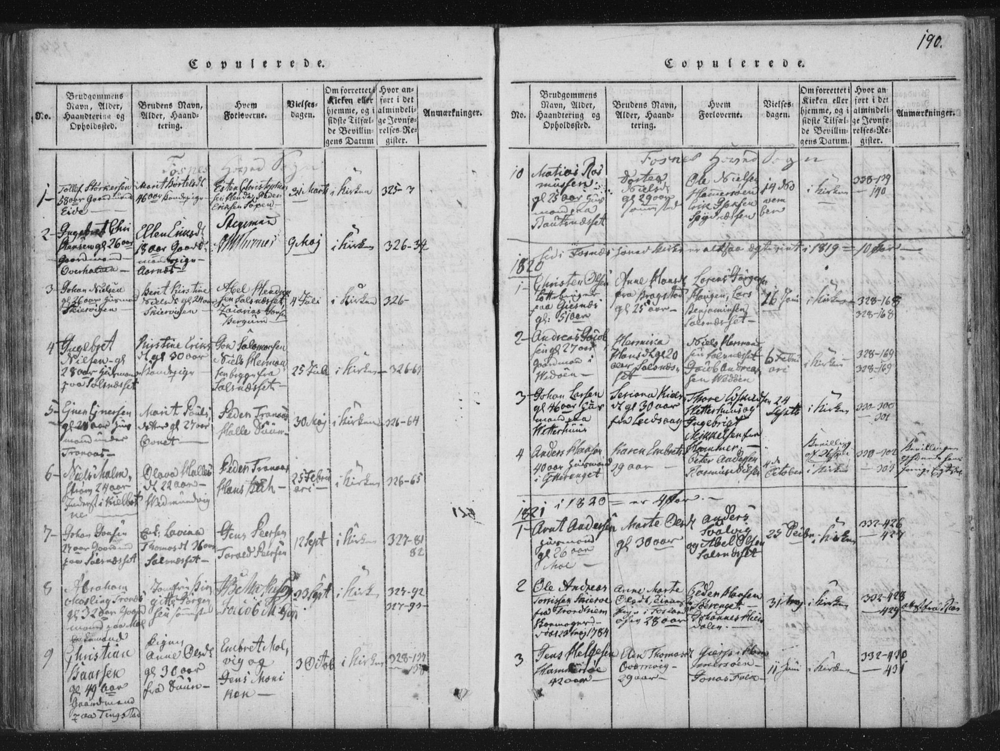 Ministerialprotokoller, klokkerbøker og fødselsregistre - Nord-Trøndelag, SAT/A-1458/773/L0609: Parish register (official) no. 773A03 /1, 1815-1830, p. 190
