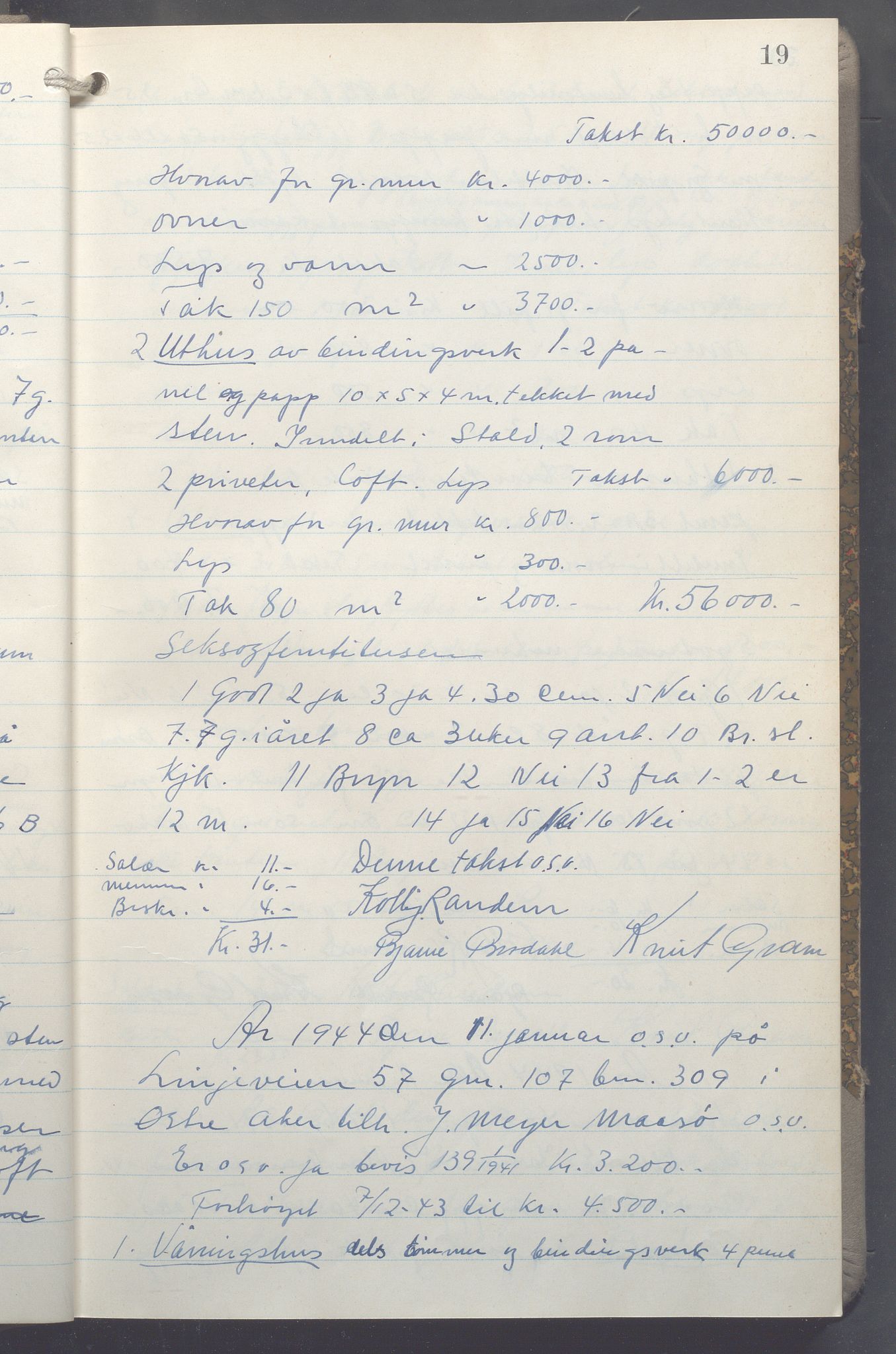 Lensmennene i Aker, OBA/A-10133/F/Fc/L0035: Branntakstprotokoll, 1943-1946, p. 19