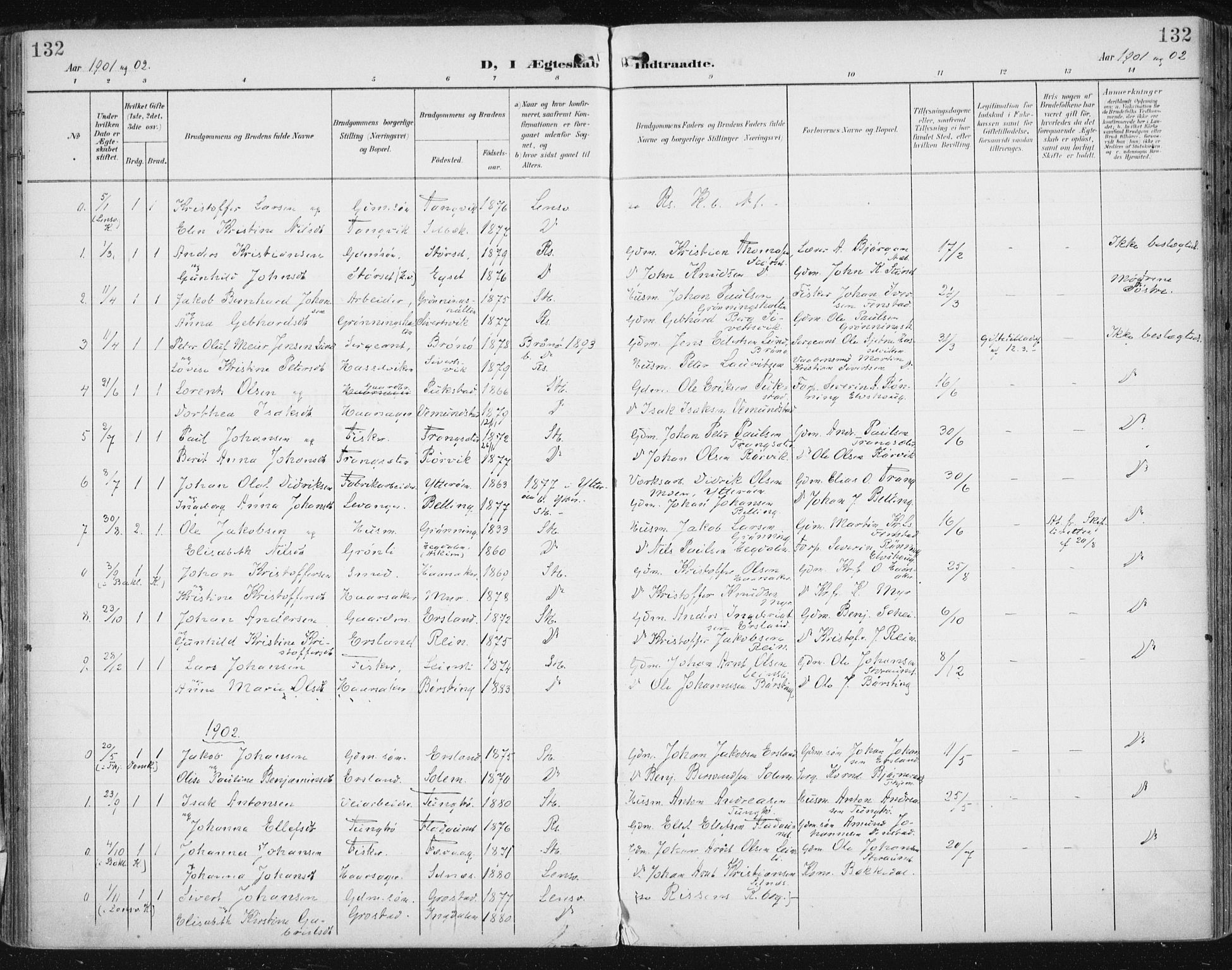 Ministerialprotokoller, klokkerbøker og fødselsregistre - Sør-Trøndelag, SAT/A-1456/646/L0616: Parish register (official) no. 646A14, 1900-1918, p. 132