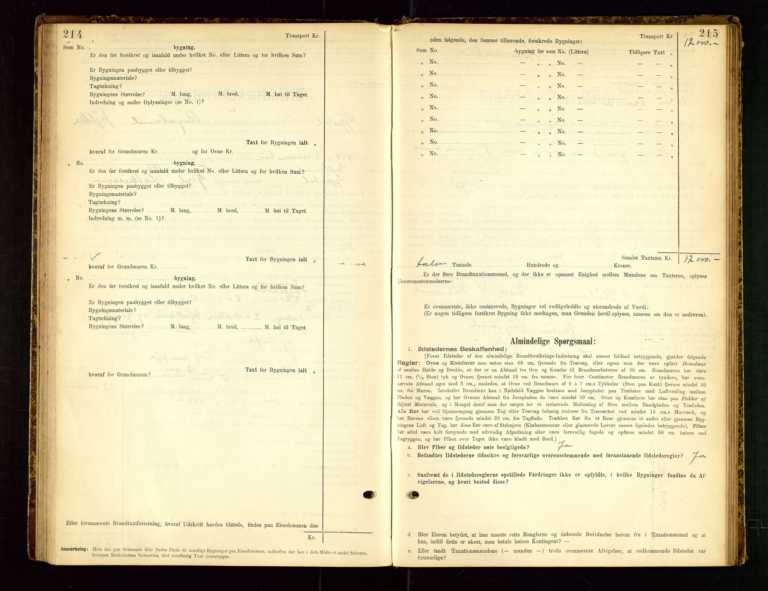 Gjesdal lensmannskontor, SAST/A-100441/Go/L0007: Branntakstskjemaprotokoll, 1894-1937, p. 214-215